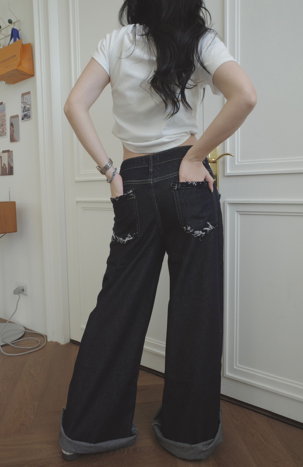 <女裝現貨💗> A027 高個子必備抓鬚口袋軟牛仔褲 一色