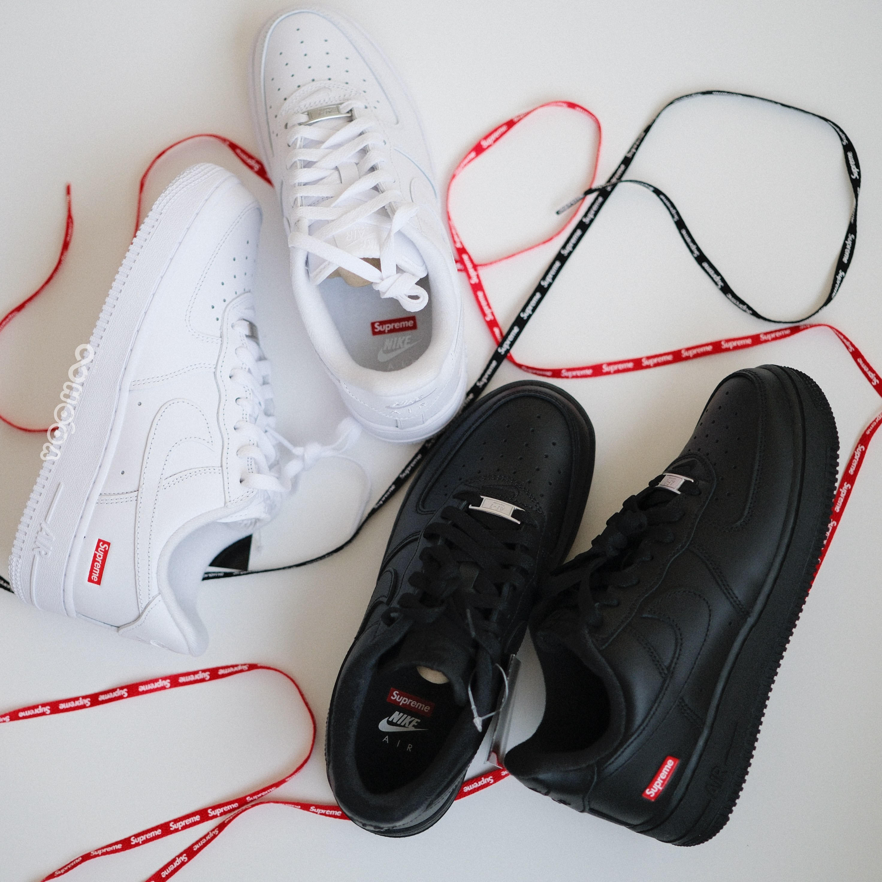 現貨┃Supreme × NIKE AIR FORCE 1 LOW 男版 黑色 皮革 休閒鞋