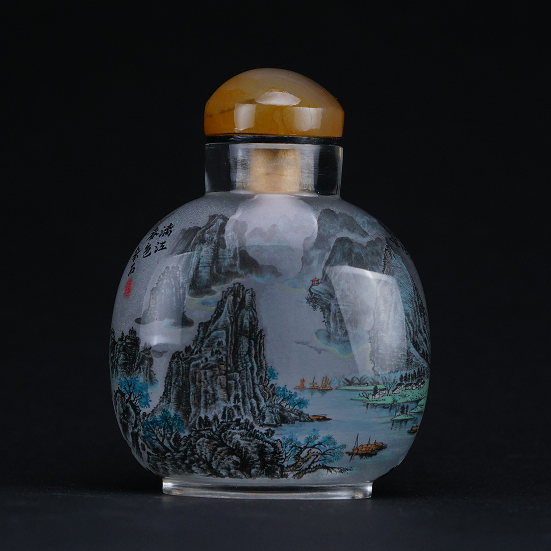 山水雙景鼻煙壺 灕江春色與北國風光共繪壯麗山河之美