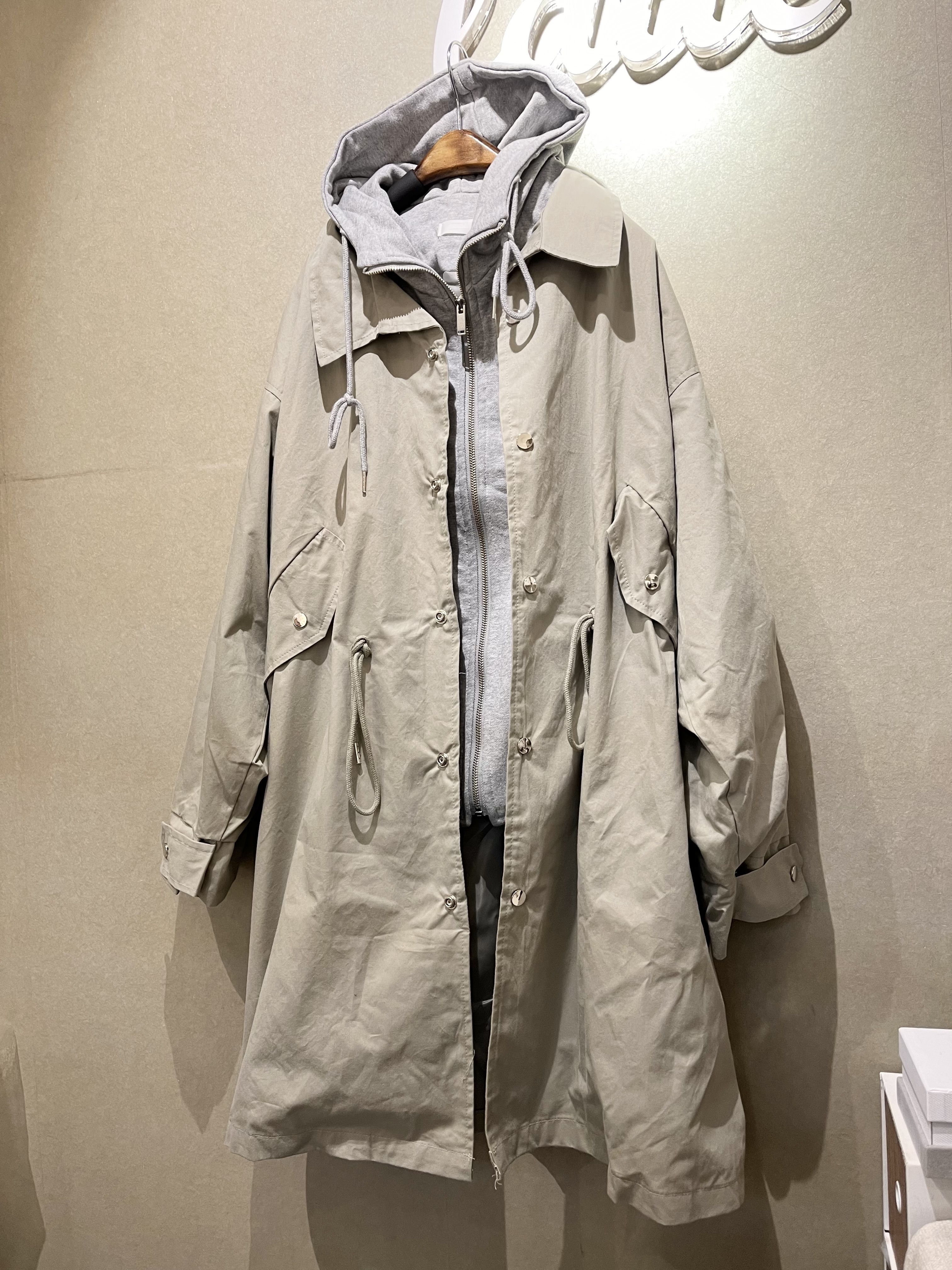 🌿仿兩件 衛衣帽長身薄外套