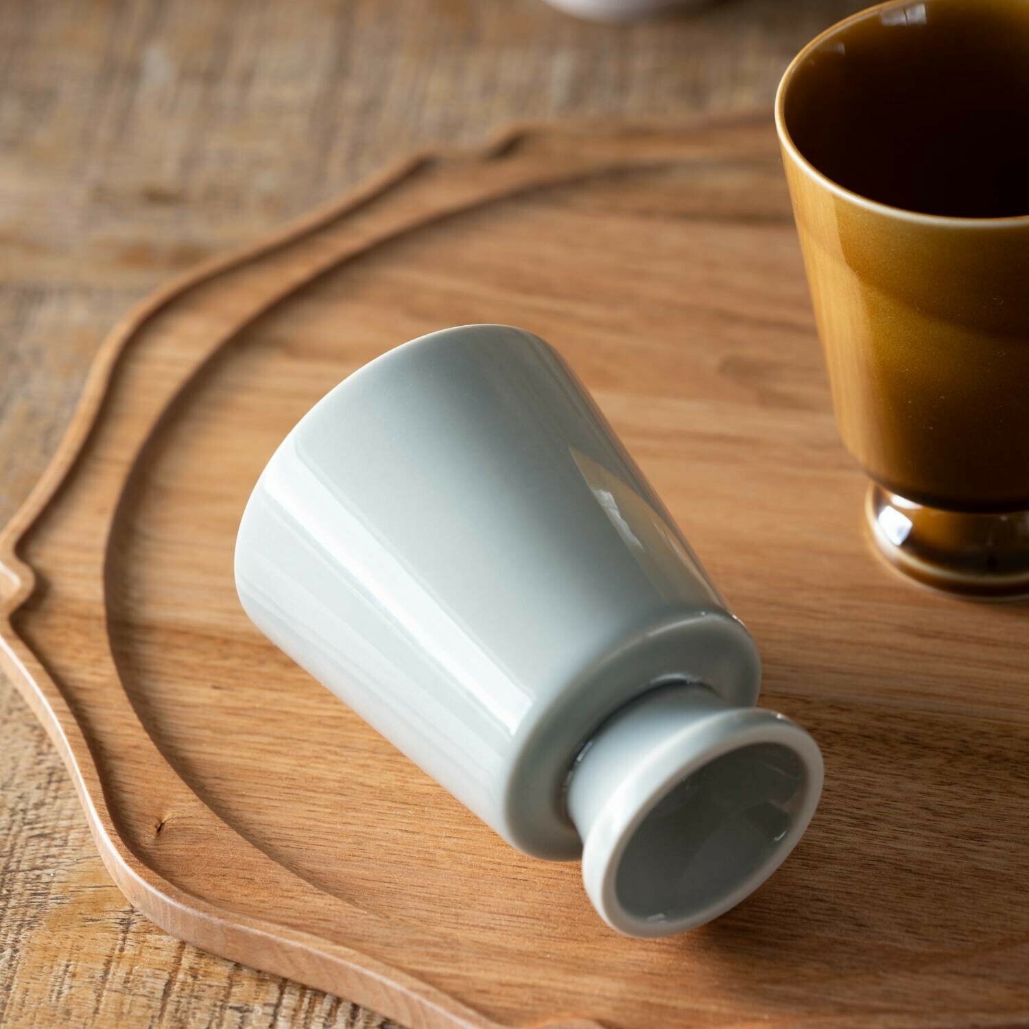灰色 美濃燒 低腳馬克杯｜日本小田陶器