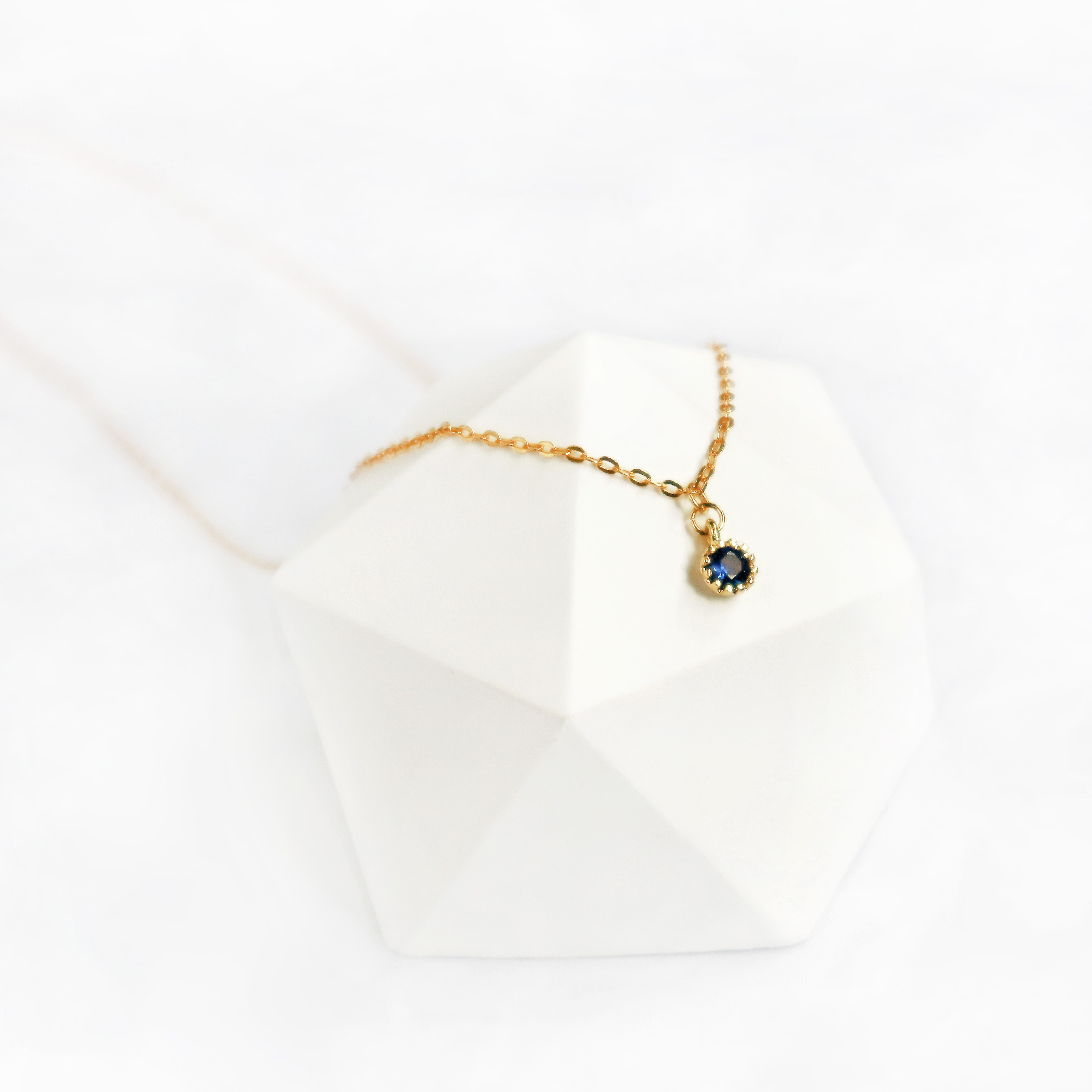 鋯石項鍊-藍-14K注金