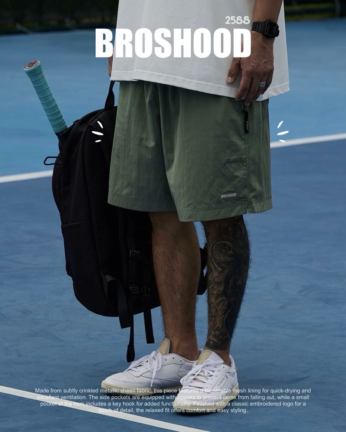 #預購 Broshood 25ss 日系 寬鬆 速乾透氣 金屬尼龍 沙灘短褲 三色