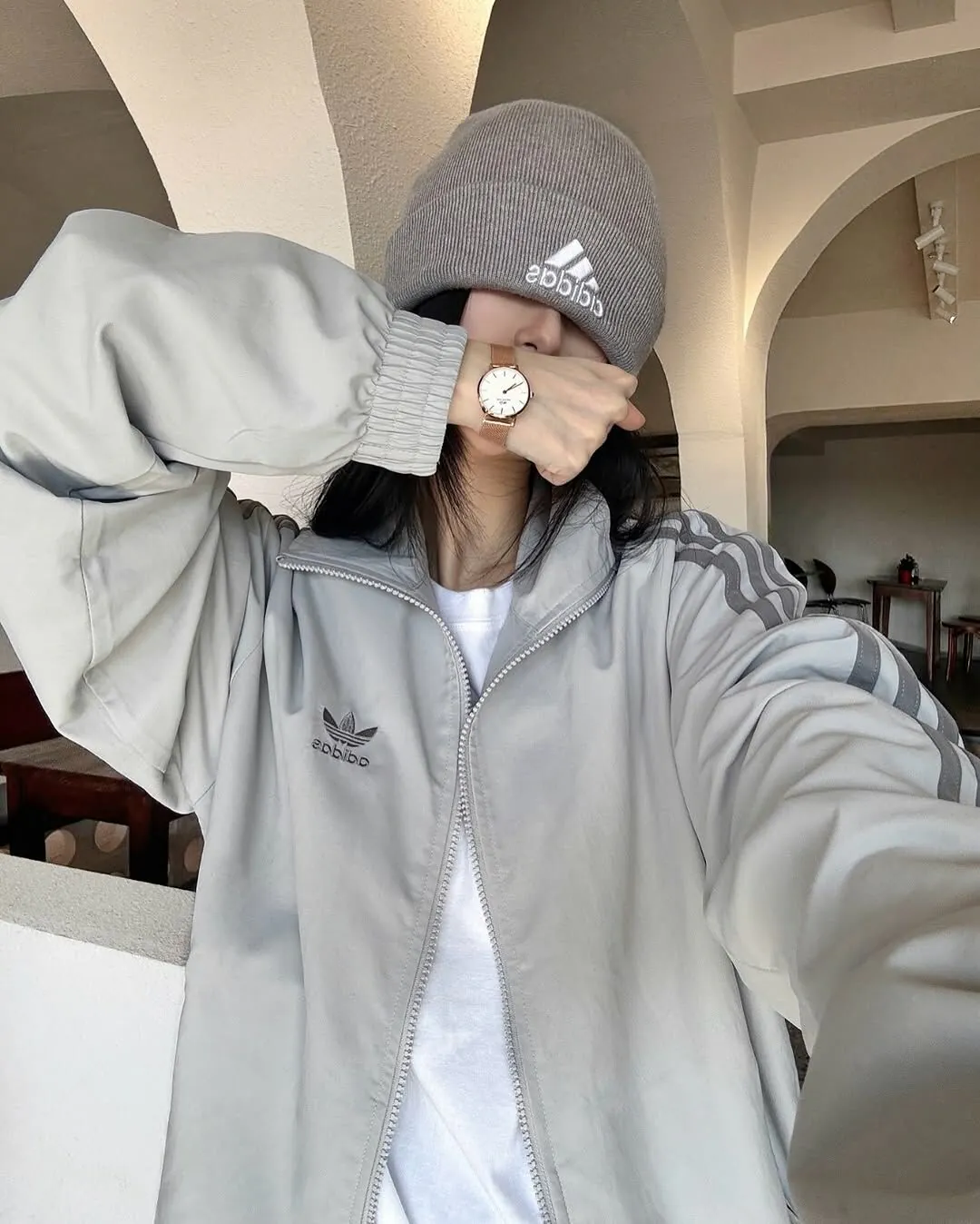 ADIDAS ORIGINALS 太空灰 領外套 三線外套 男女同款 國外限定 JD0436