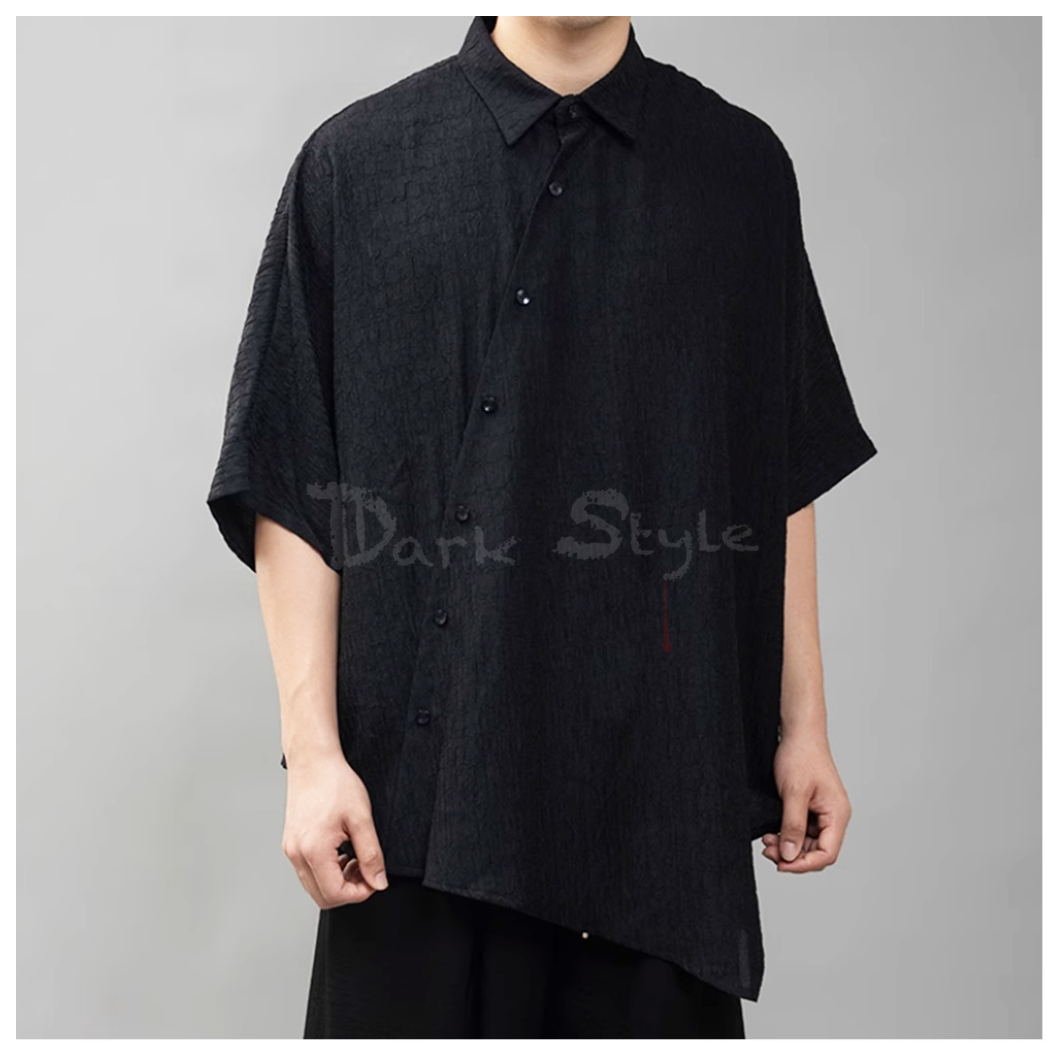 侍-斜釦斜擺解構五分袖上著