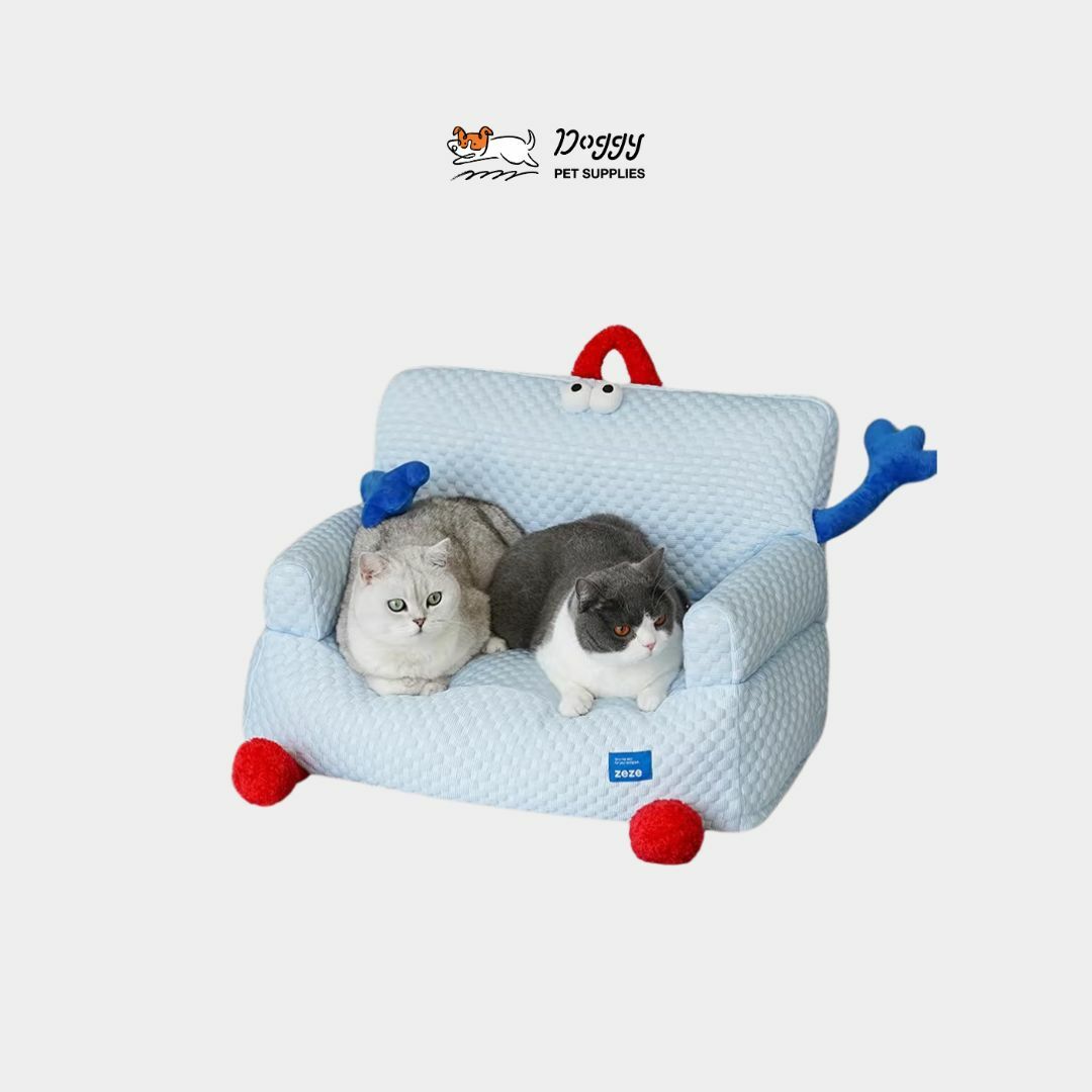 【寵你夏季新品】 抱抱涼感寵物雙人沙發(藍色)