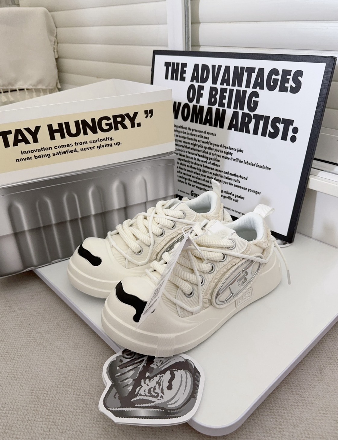 H52 二代 開口笑 圈圈鞋 溶解鞋 大頭鞋 奶白 解構 罐頭鞋盒 H5200224050903