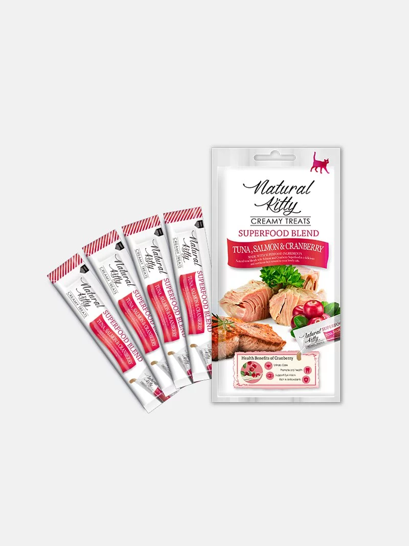 自然小貓｜【超級食物營養肉泥】鮪魚鮭魚佐蔓越莓12g X4
