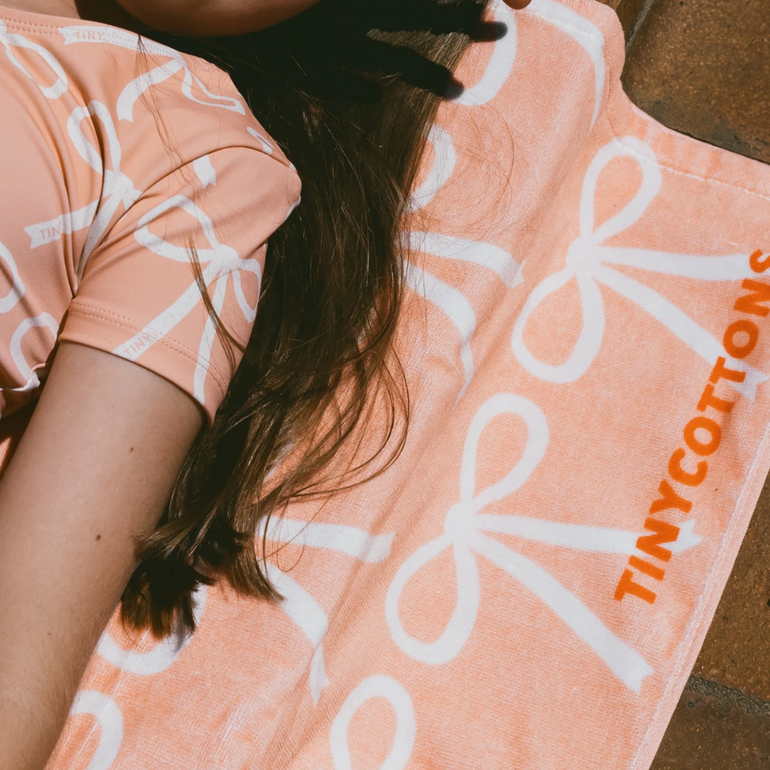 TINYCOTTONS│BOWS TOWEL純棉蝴蝶沙灘大浴巾．Papaya