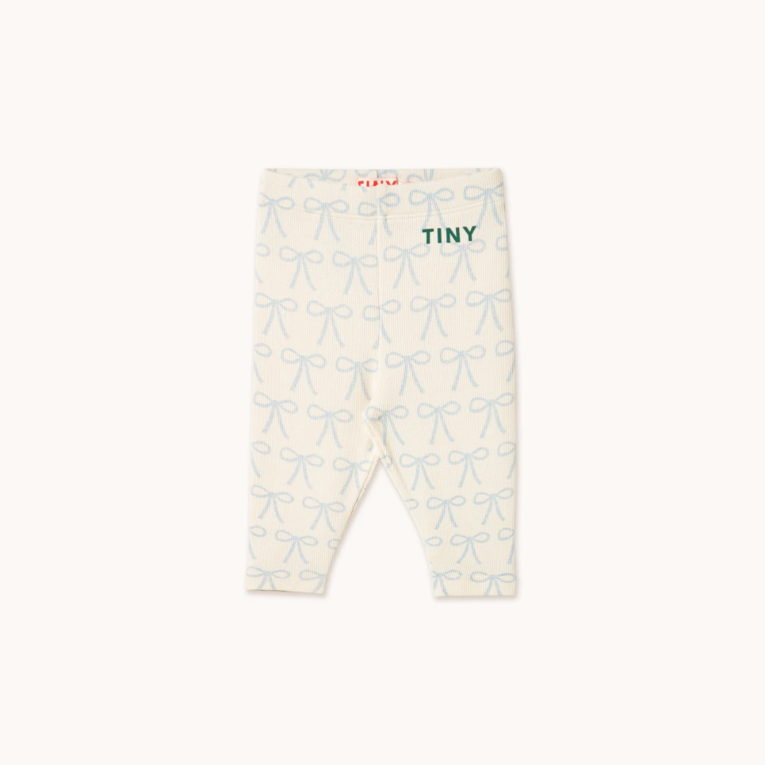 TINYCOTTONS│BOWS BABY RIB PANT有機棉蝴蝶結印花長褲．Off White