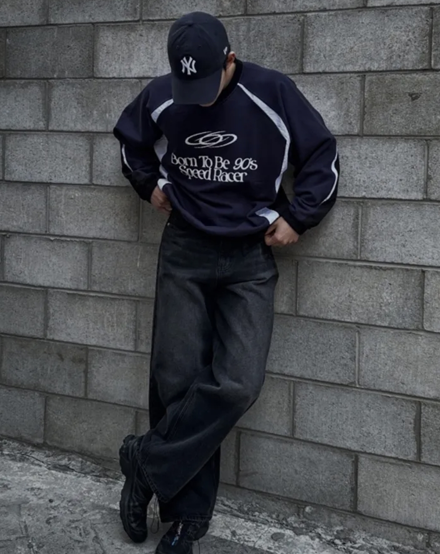 【OWN】ACSHI 牛仔長褲 休閒 寬褲 刷白 牛仔 韓系 流行 不分男女 黑