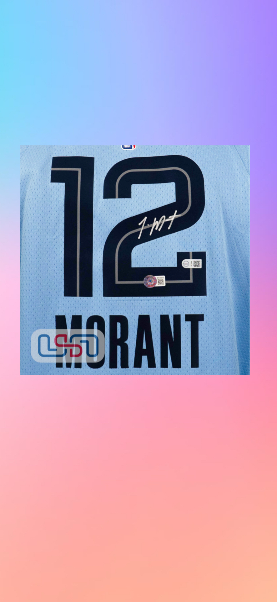 JA MORANT SIGNED AUTOGRAPHED GRIZZLIES BLUE JORDAN SWINGMAN JERSEY BAS