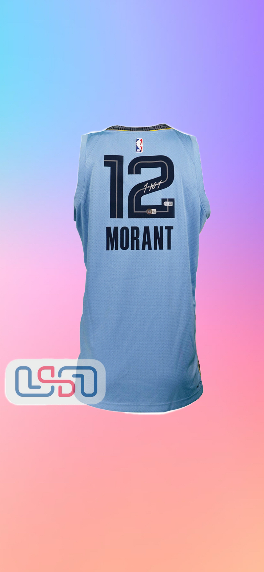 JA MORANT SIGNED AUTOGRAPHED GRIZZLIES BLUE JORDAN SWINGMAN JERSEY BAS