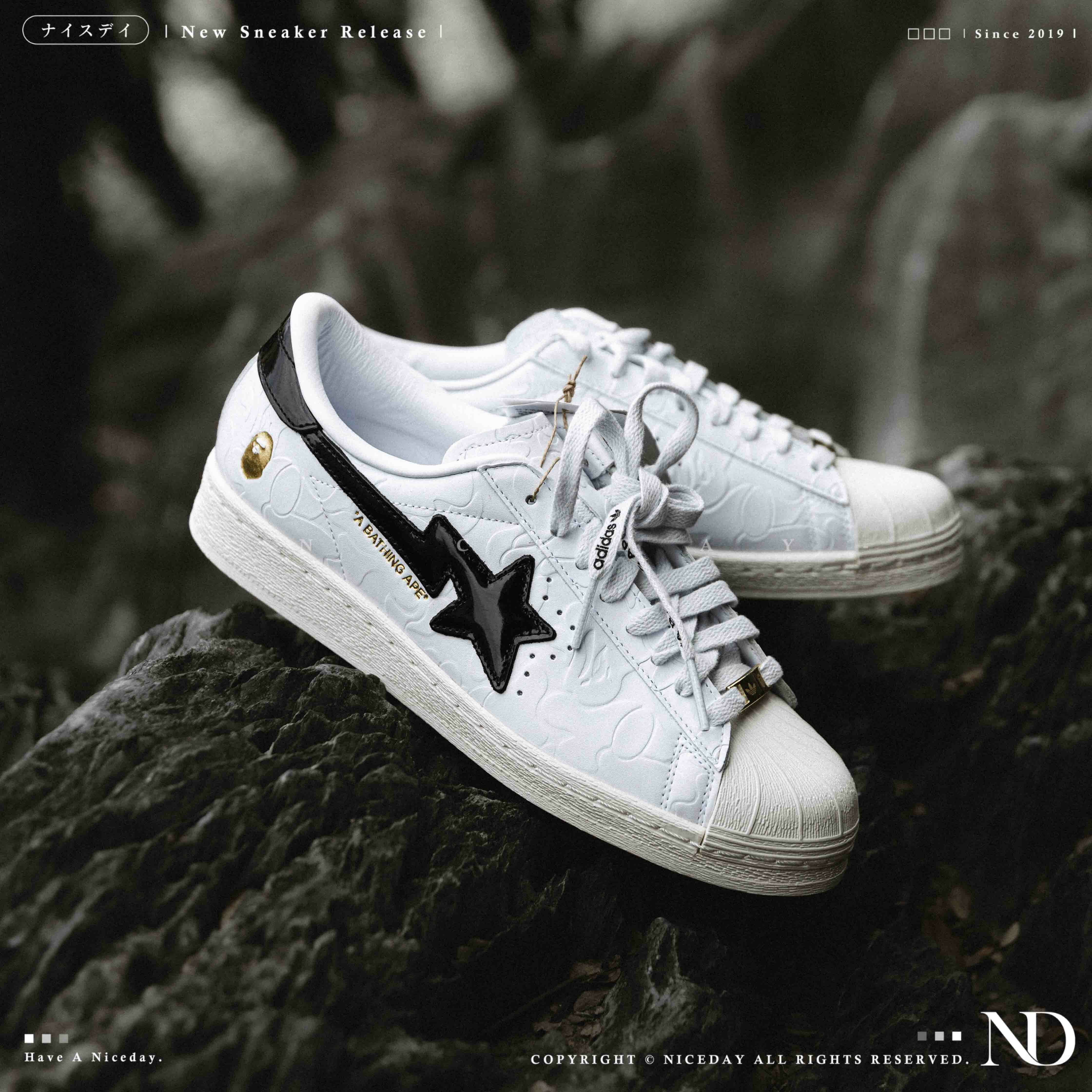 NICEDAY 代購 Bape X Adidas Superstar 聯名 白色 藍色 猩猩 板鞋 JR2701 JR2702