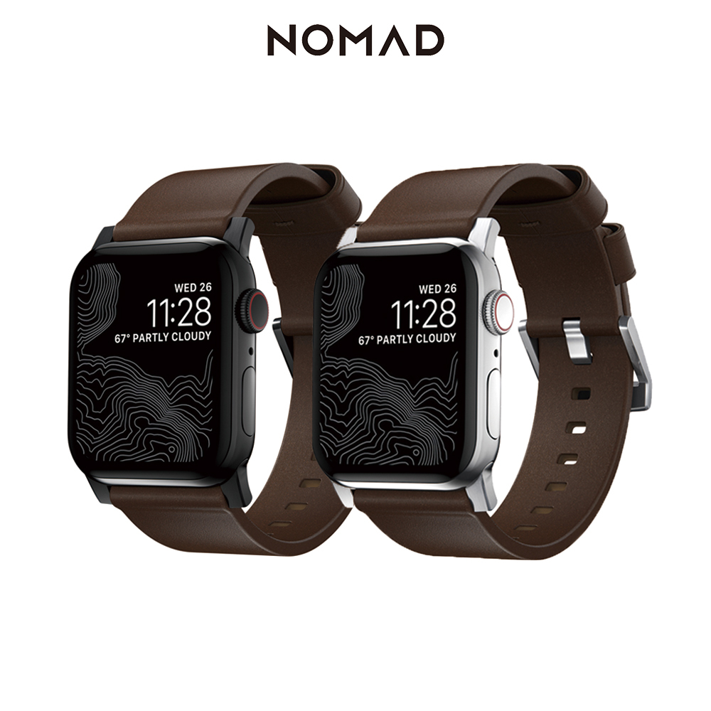 NOMAD｜美國 NOMADxHORWEEN Apple Watch 專用皮革錶帶-摩登黑釦 44/42/45/49mm