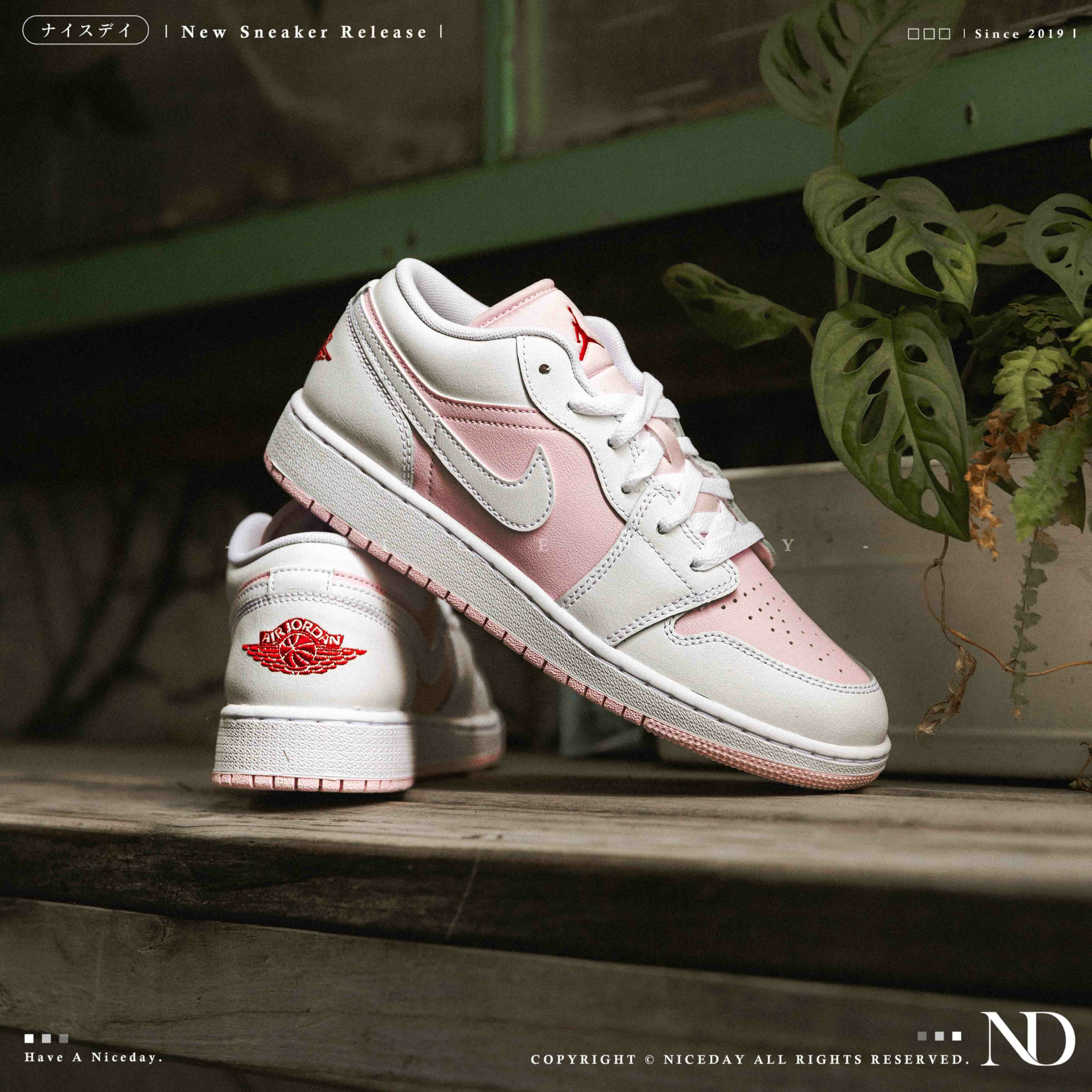 NICEDAY 現貨 Air Jordan 1 Low GS 櫻花粉 白 粉紅 白粉 AJ1 低筒 一代 大童 女鞋 553560-608