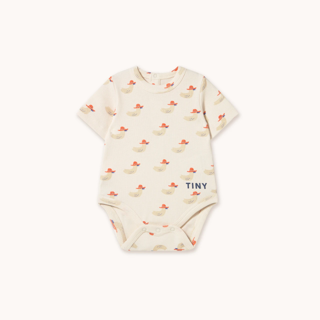 TINYCOTTONS│DUCKS RIB BODY有機棉鴨子印花包屁衣．Off White