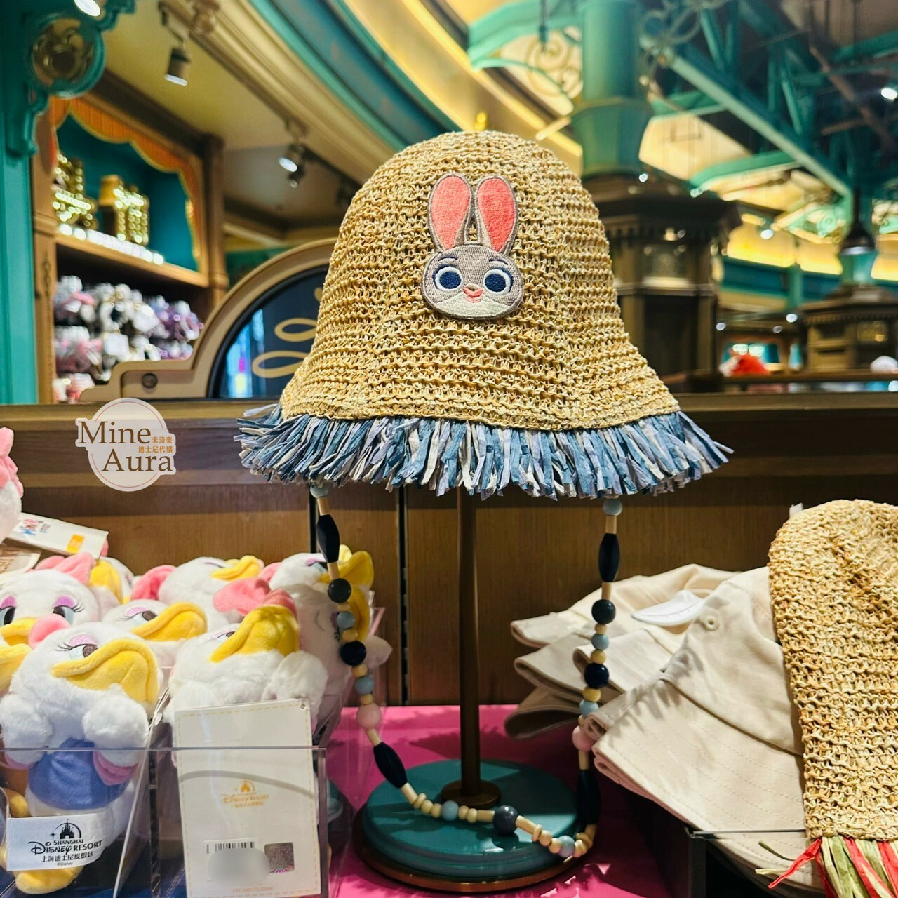 哈茱蒂 Judy 兔 胡尼克 Nick 大頭圖案 流蘇造型 編織 草帽 遮陽帽 帽子 動物方城市 Zootopia -上海迪士尼樂園