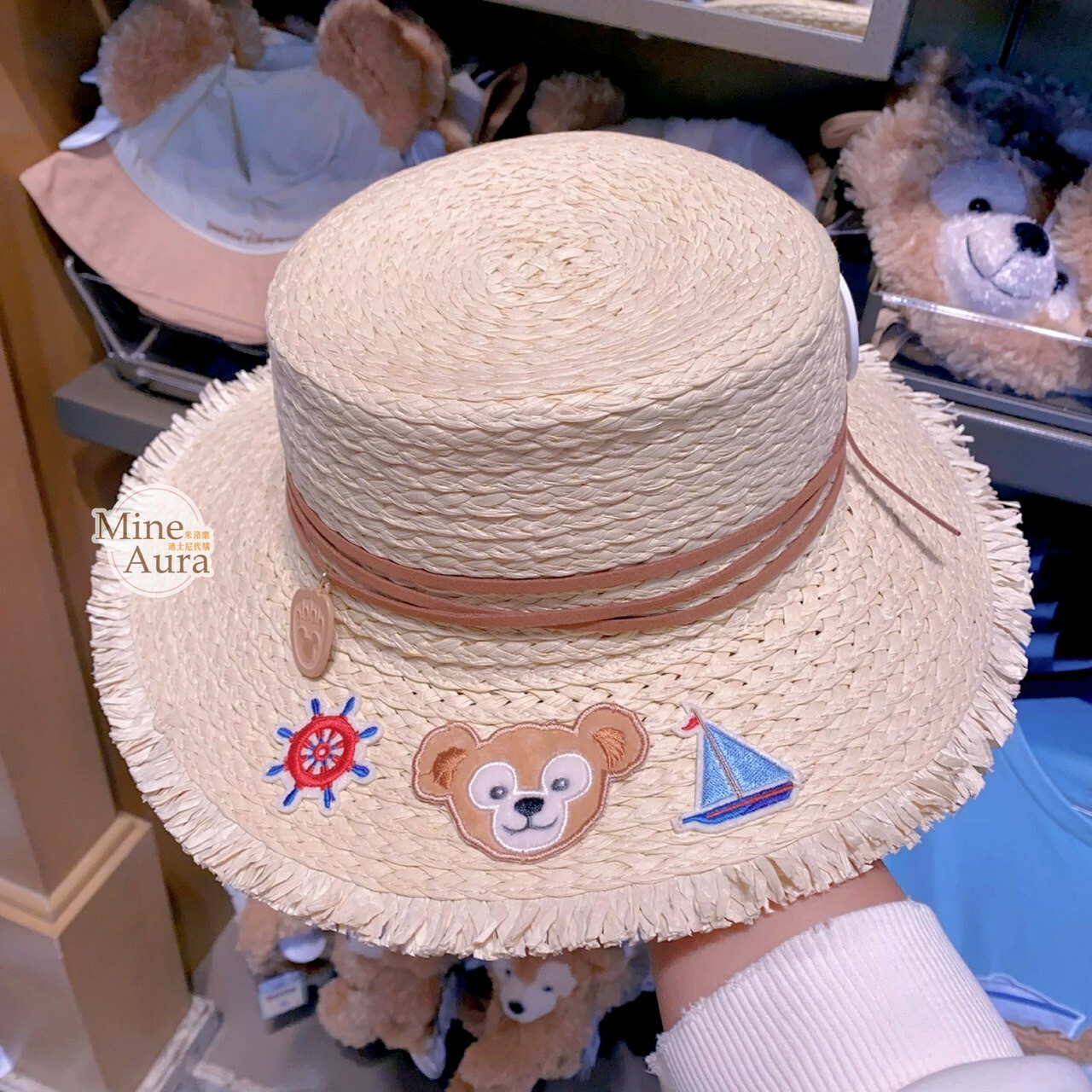 達菲 Duffy 設計 編織 草帽 遮陽帽 帽子 -上海迪士尼樂園