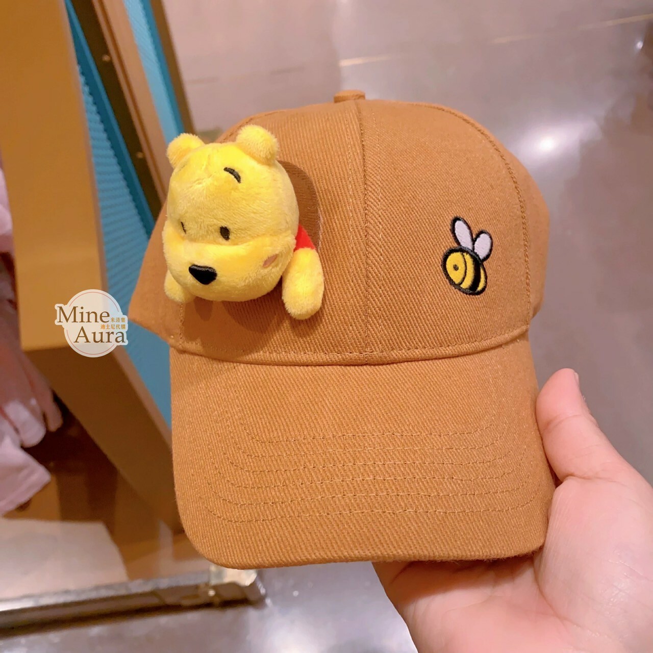 小熊維尼 Winnie the Pooh 絨毛 探頭 造型 棒球帽 帽子 -上海迪士尼樂園