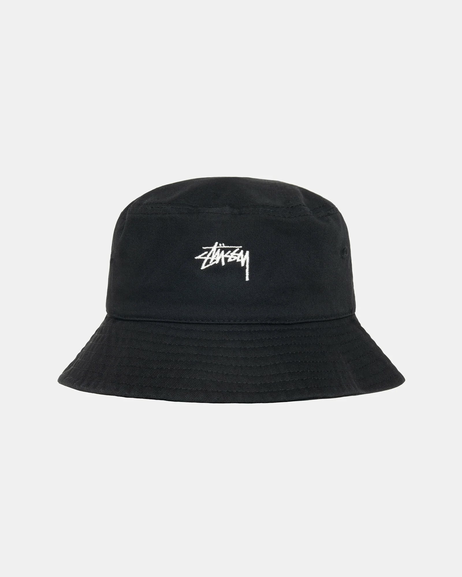 Stussy Stock Bucket Hat 經典黑 硬挺 棉質 刺繡 logo 漁夫帽