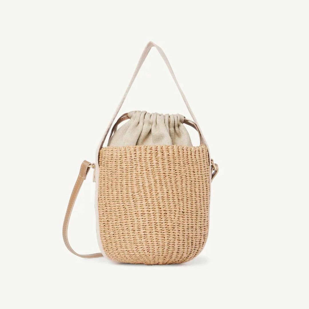 1HN0410-002 CHOLE Small Woody Tote Bag in Natural Fibres Blushy Beige #CHC23AS381L1826Y (B-NB-E)
