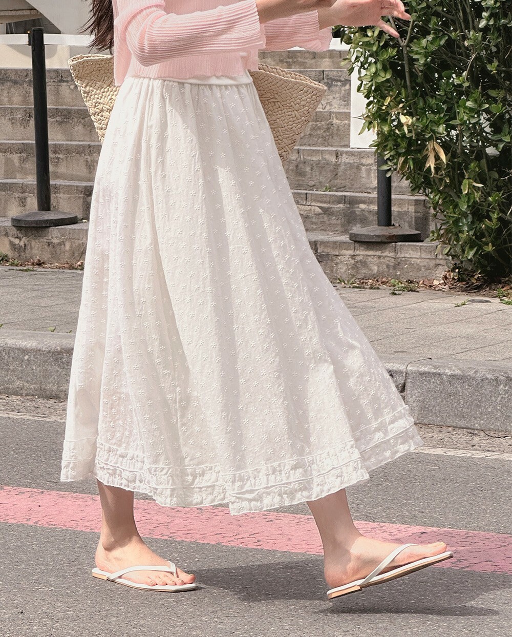 韓國grace muse授權 春日小白花壓紋涼絲長裙【made muse】系列