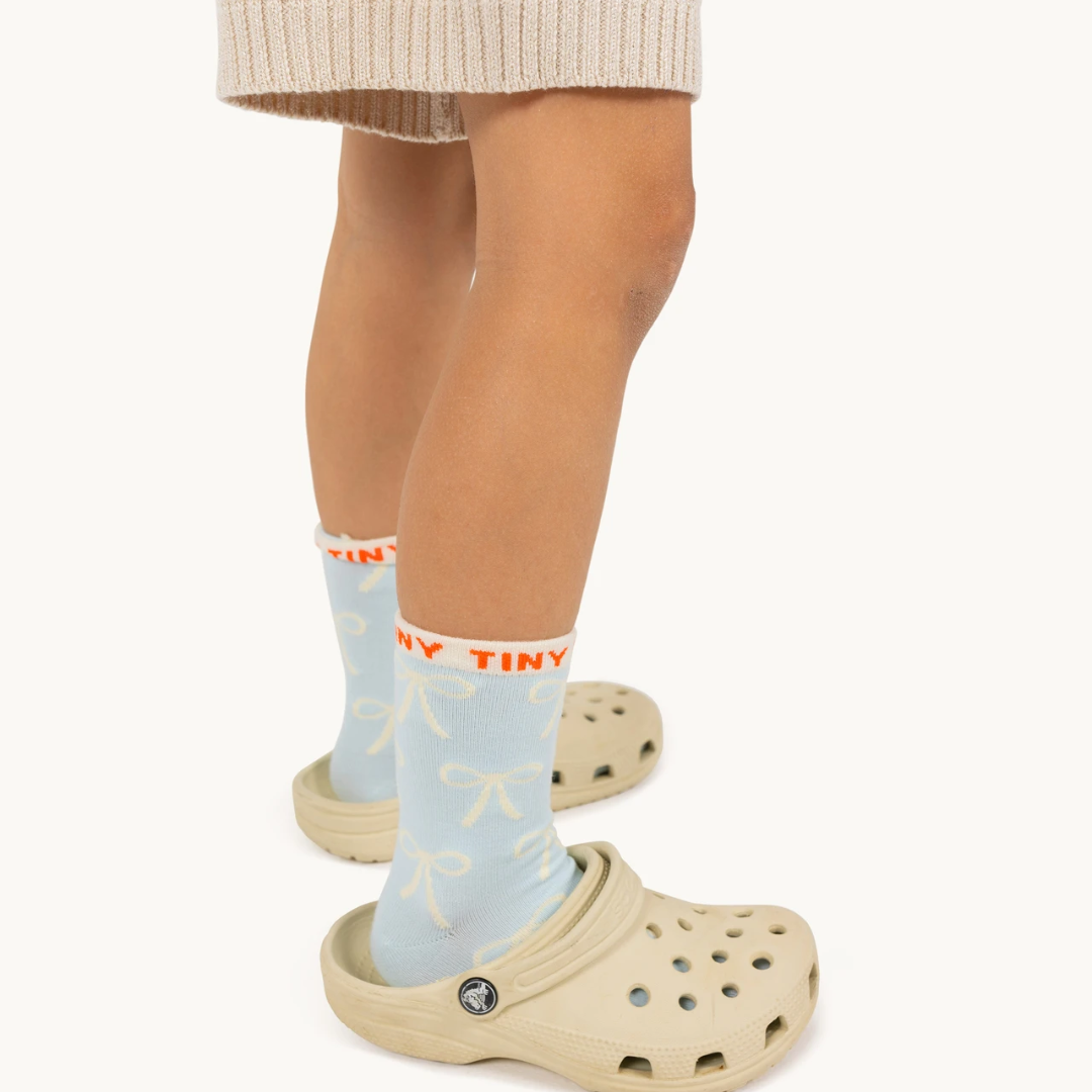 TINYCOTTONS│BOWS MEDIUM SOCKS蝴蝶結中筒襪．Dusty blue
