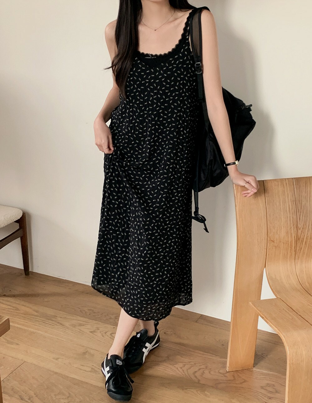 韓國grace muse授權 浪漫細語皺感碎花飄逸細肩洋裝