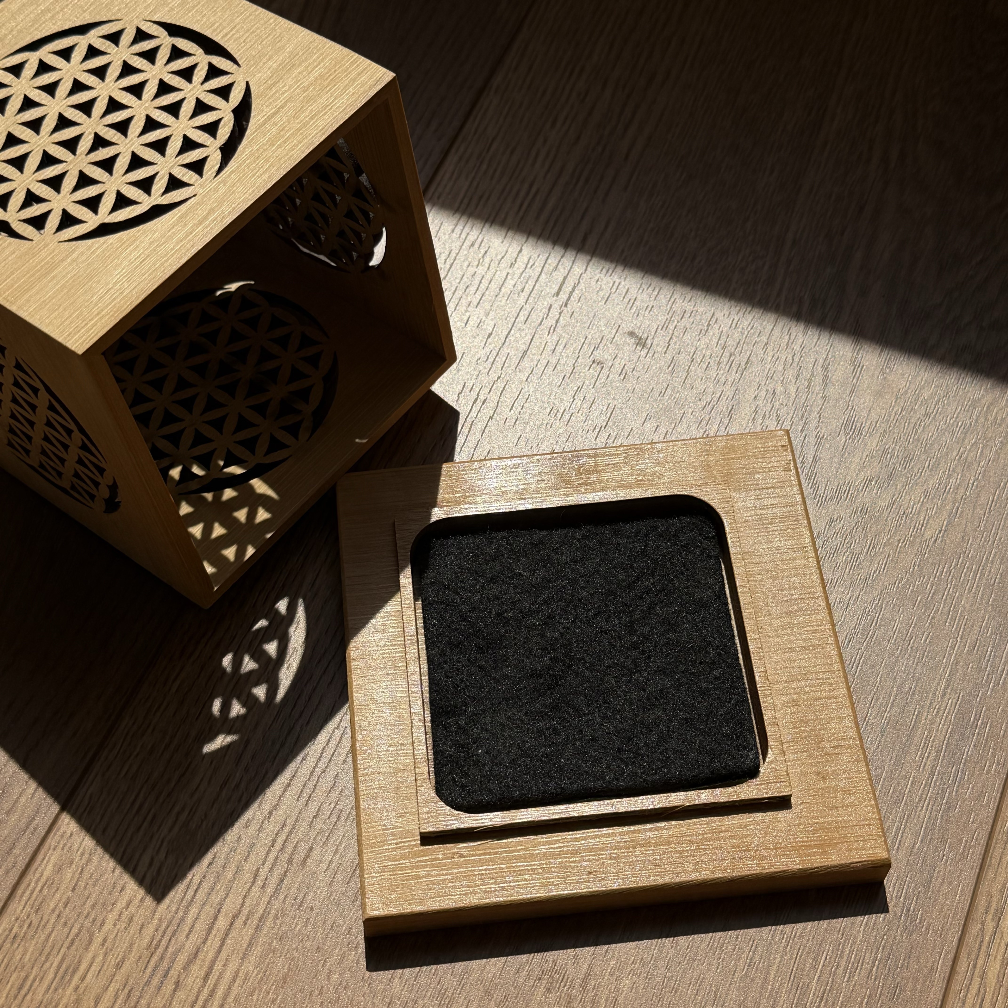 [原石] 生命之花 熏香淨化盒 香薰爐 楠竹木（附防火棉）