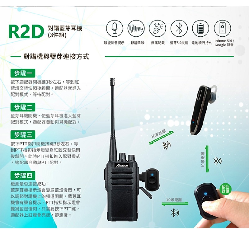 ZS AITOUCH R2D 無線電 藍牙轉換器 藍牙適配器 藍牙耳機 無線PTT 無線電藍牙k頭 藍芽