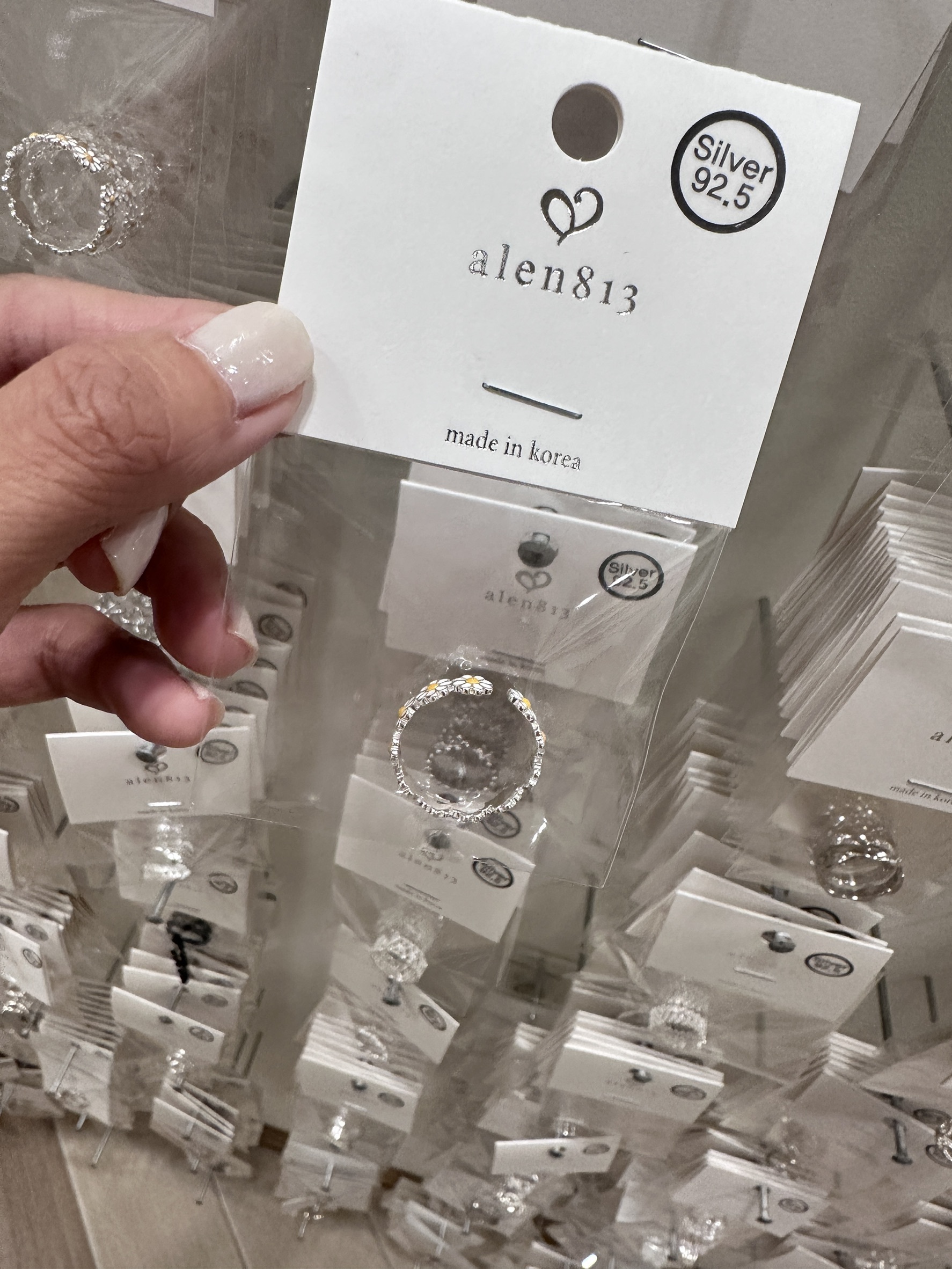 <韓國alen813限定>小雛菊戒指 耳環 純銀 銀戒 開口界 韓國代購