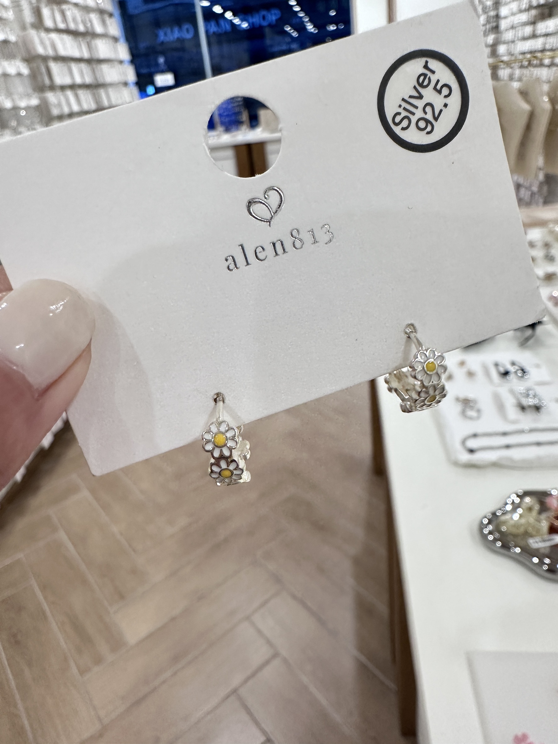 <韓國alen813限定>小雛菊戒指 耳環 純銀 銀戒 開口界 韓國代購