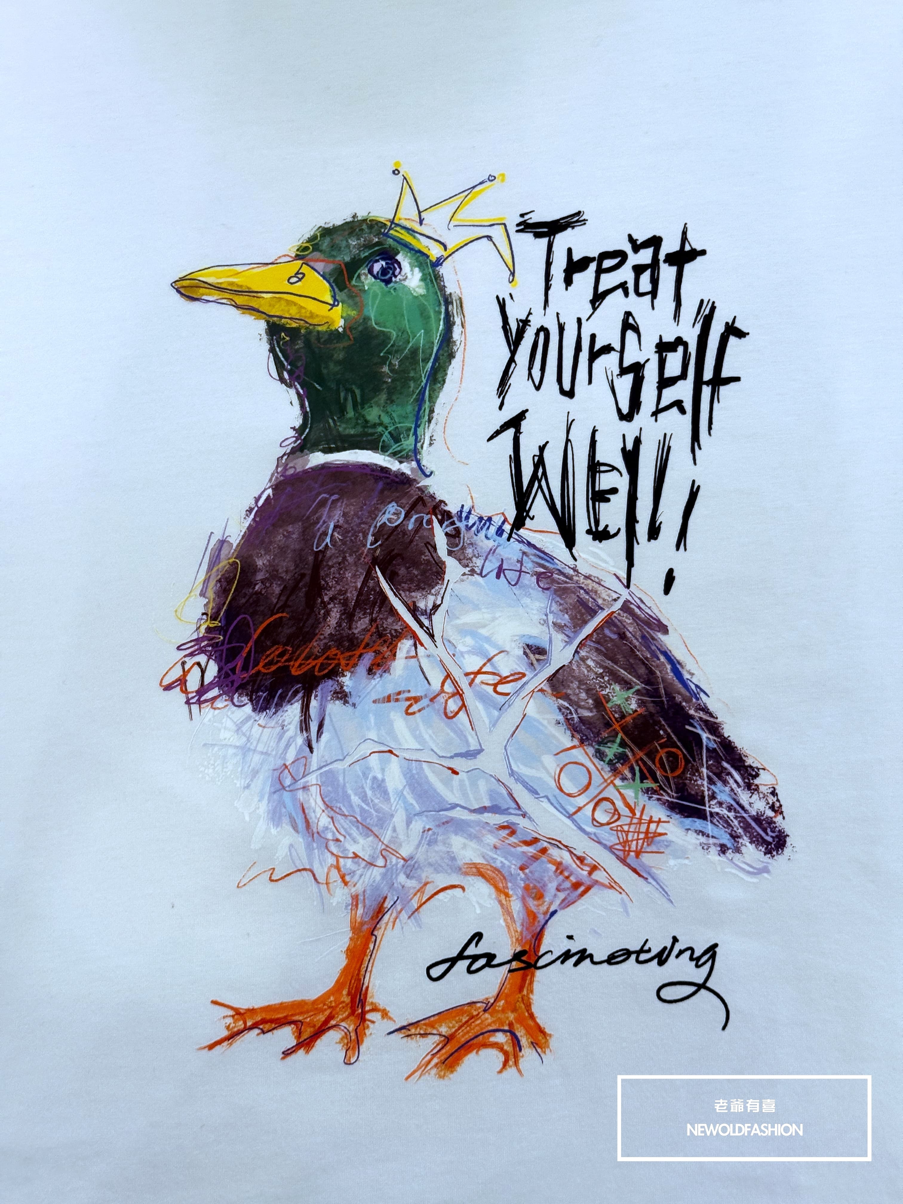 『新品上市』重磅素描皇冠鴨短T(NOF25038179)-白