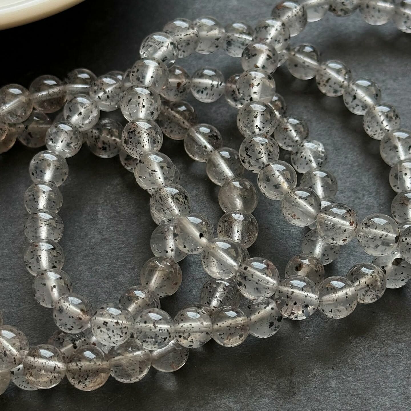 [原石] 火龍果石黑雲母 黑雲母水晶 水晶手串