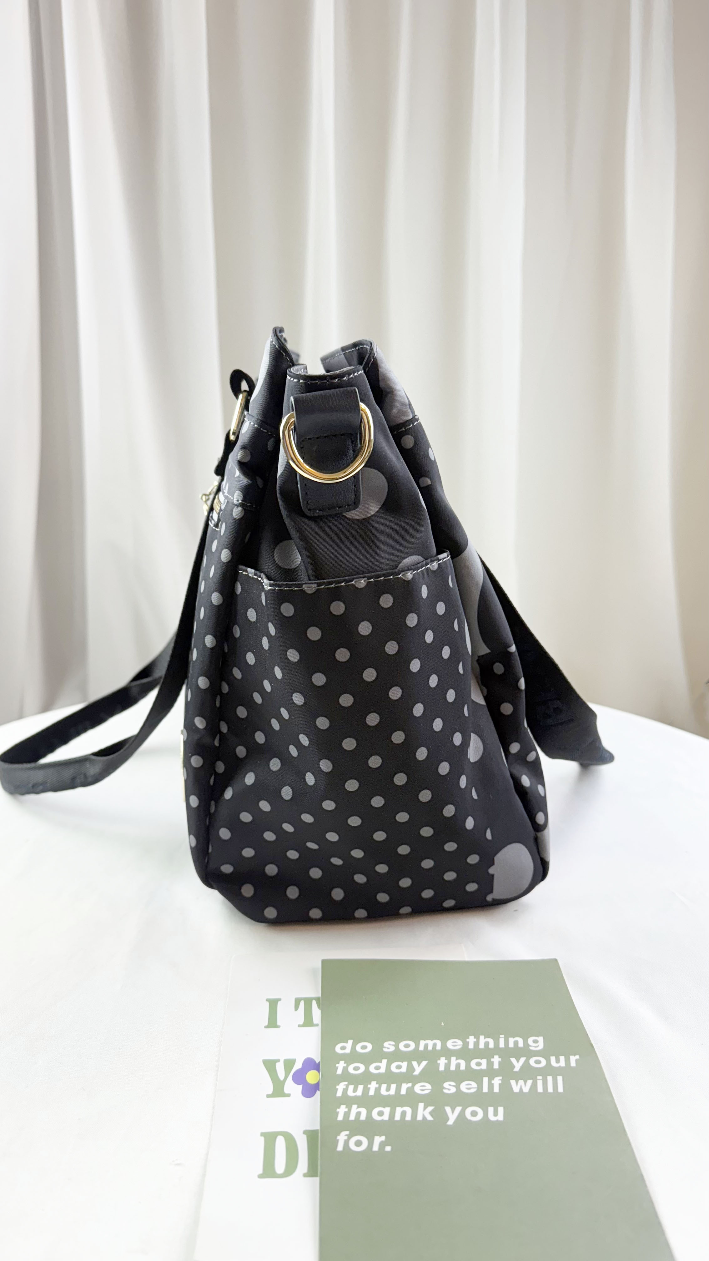 FamilyBear 灰點點防潑水手提包 / 側背包  #2877