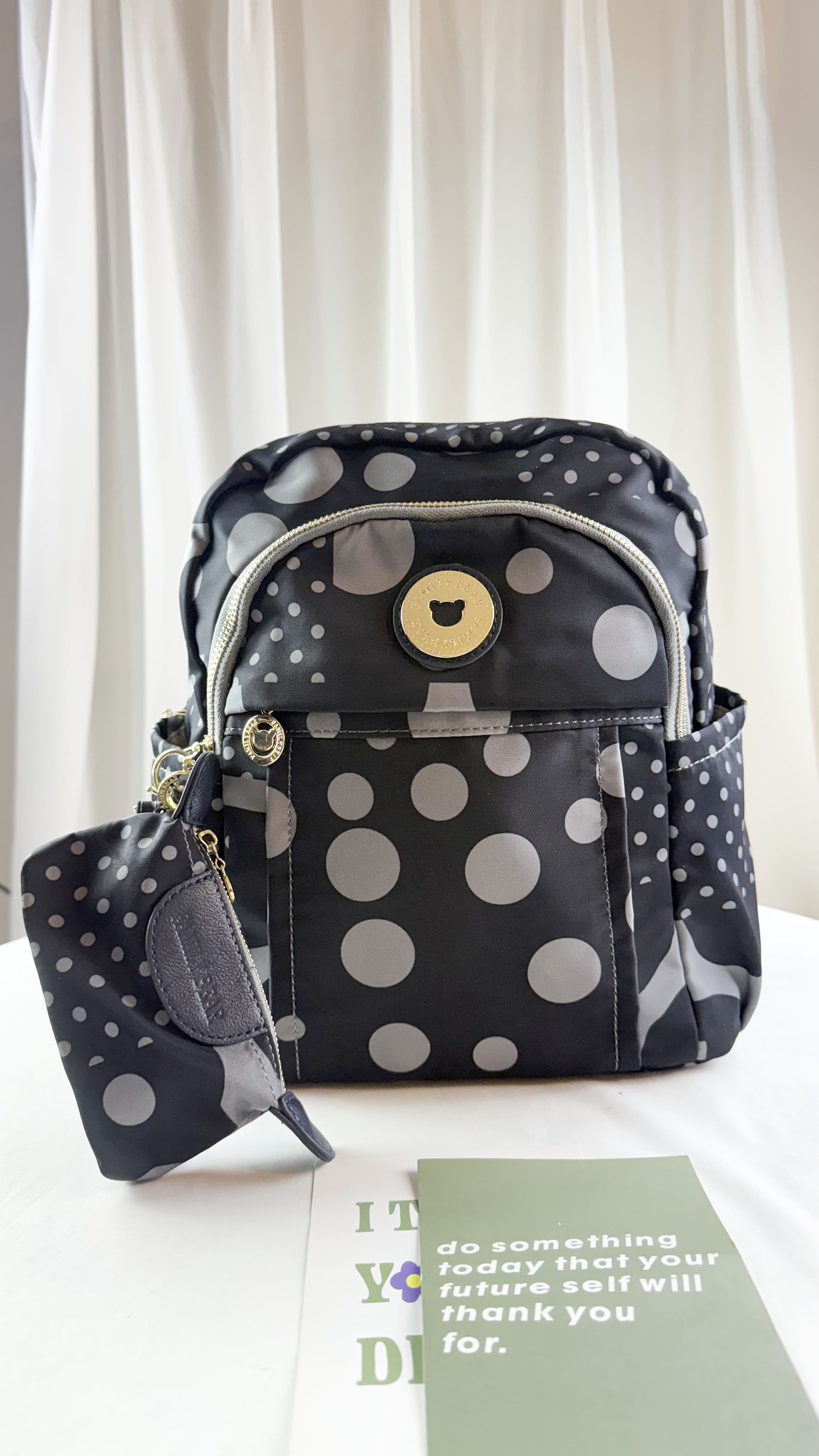 FamilyBear 灰點點防潑水後背包   #2857