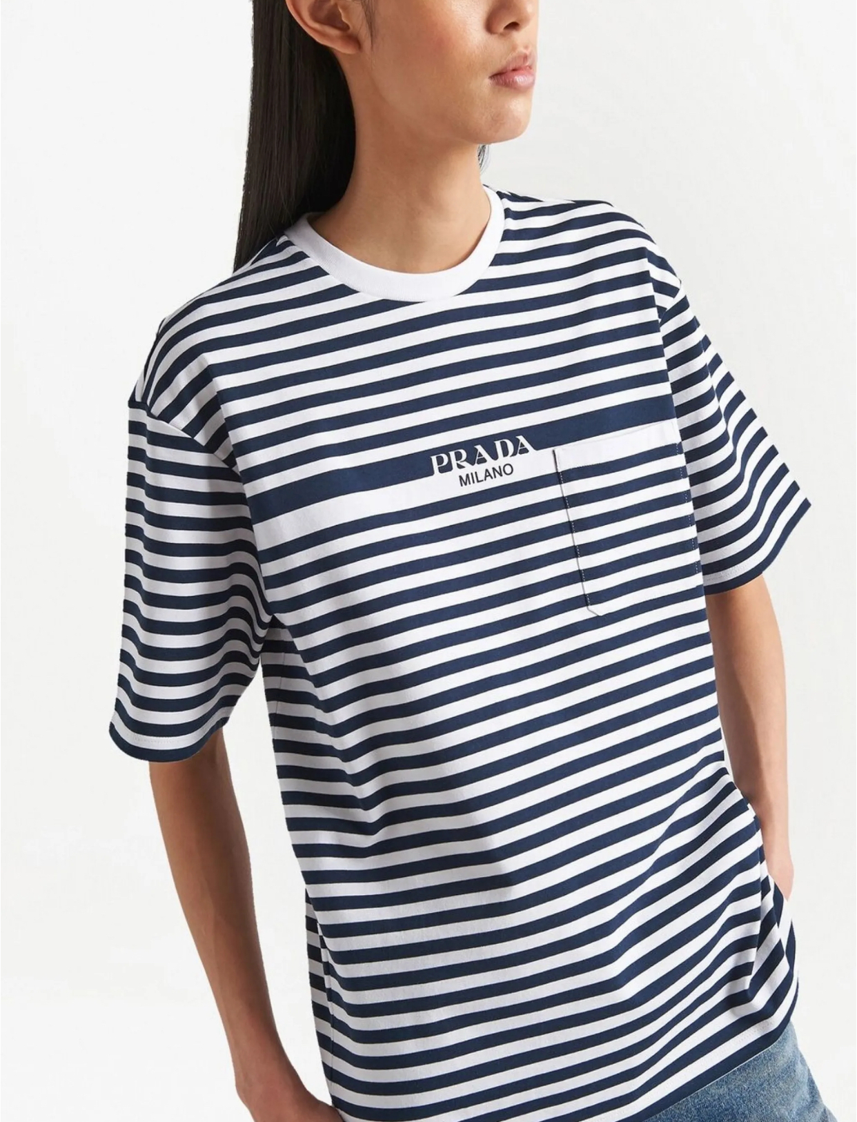 Prada striped logo print T-shirt