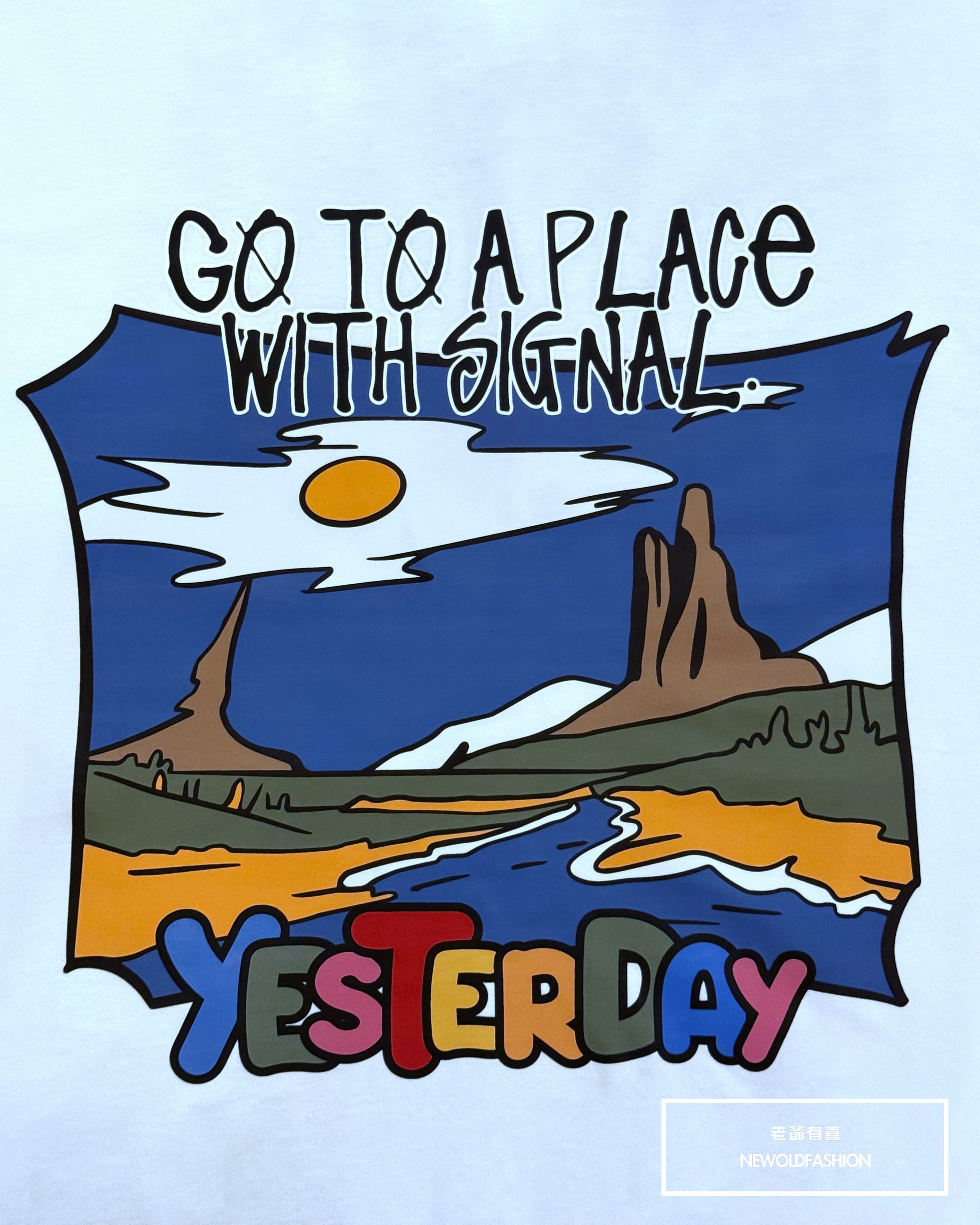 『新品上市』重磅彩色風景短T(NOF25038193)-白