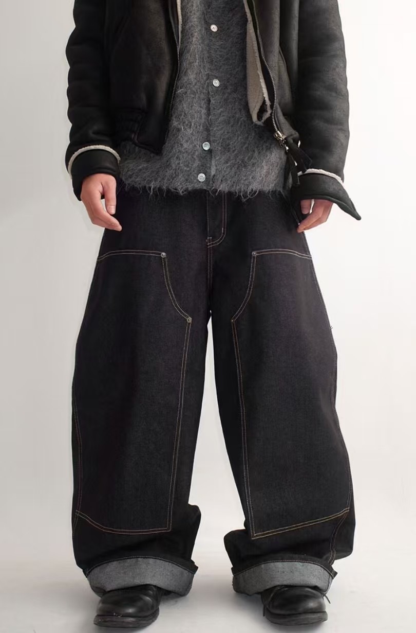 正韓➸設計款牛仔寬褲