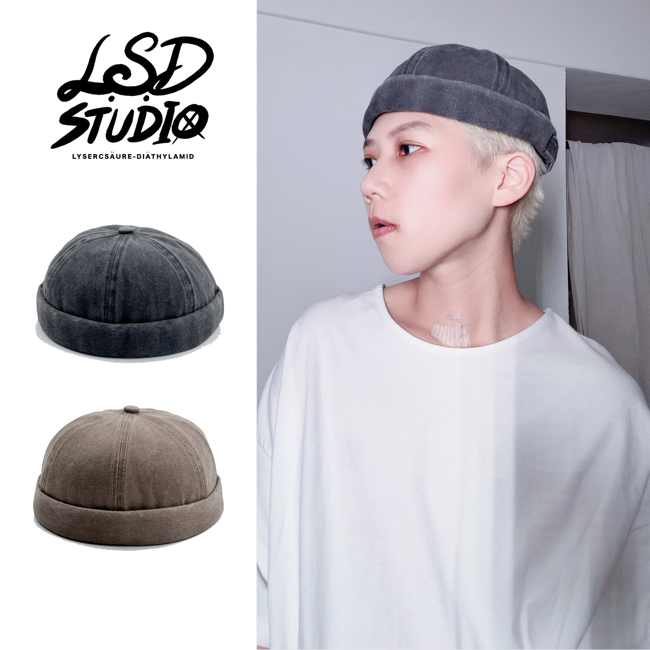 復古水洗工裝水手帽【HTMH005】