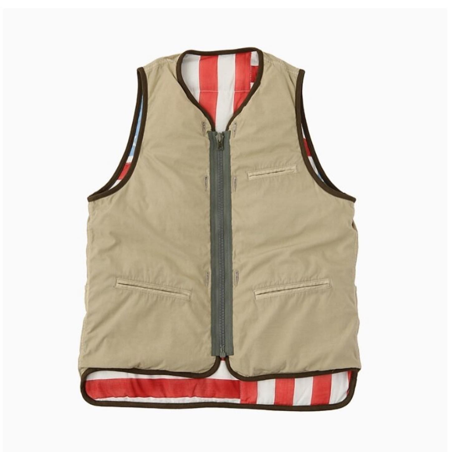 VISVIM CONTRARY DEPT LINER DOWN VEST (REVERSIBLE) *MUD DYE 泥染 - KHAKI SIZE 3 PRE ORDER ITEM (預訂中)