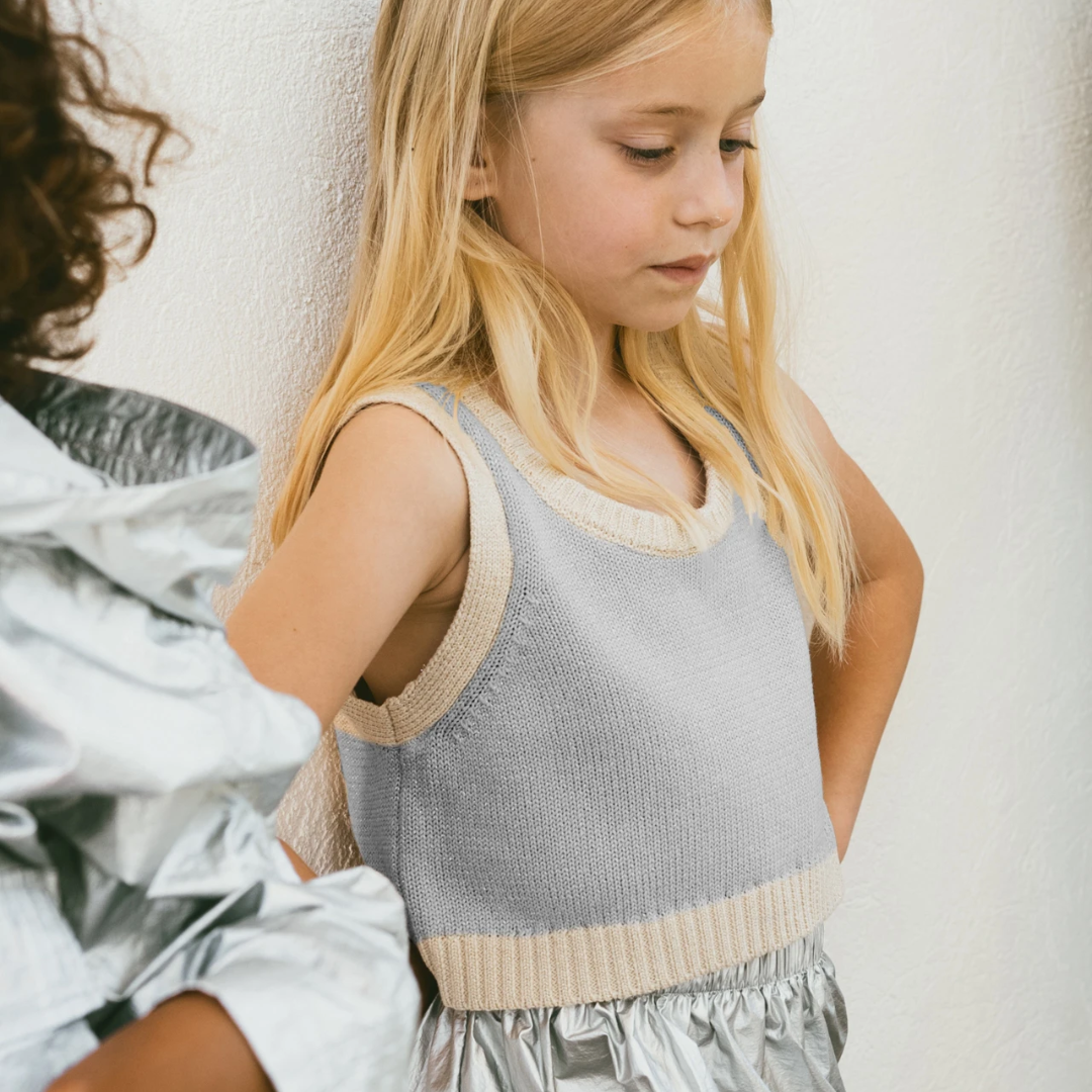 TINYCOTTONS│METALLIC TOP金屬感短版上衣．silver metallic