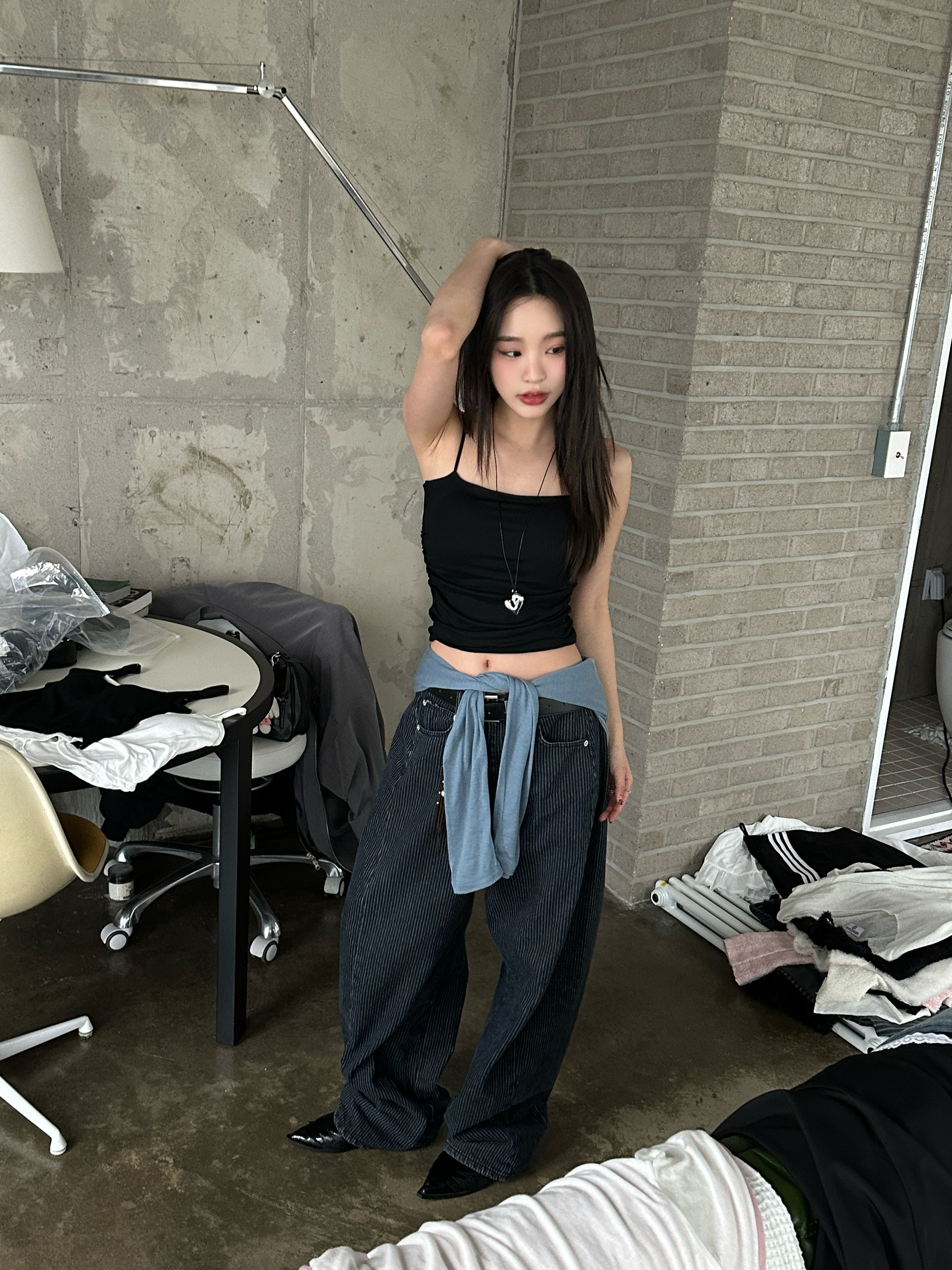 【現貨】K28 首推必買 抓褶細肩bratop (黑)