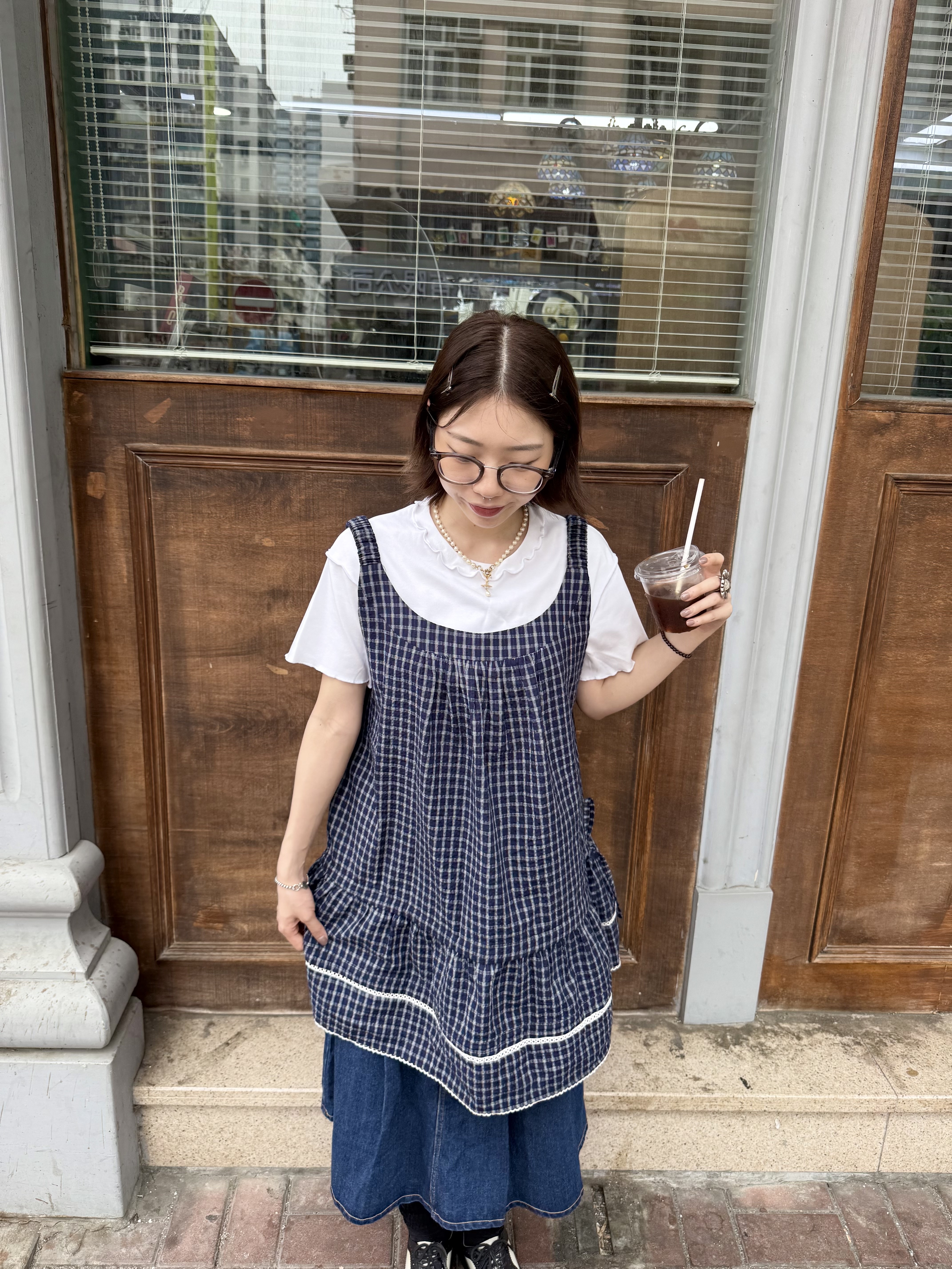 韓妹大平口靚格束繩短OPS