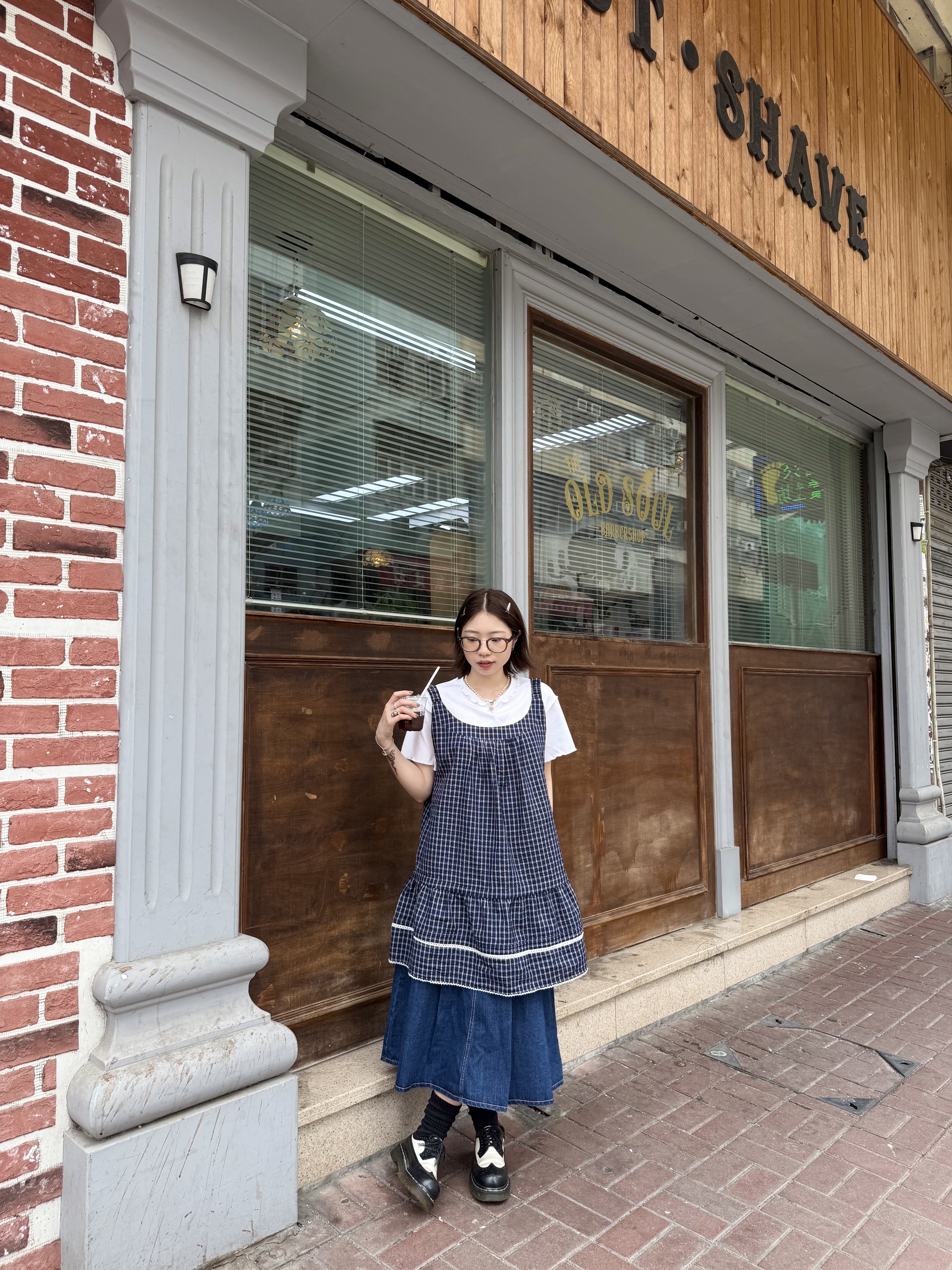 韓妹大平口靚格束繩短OPS