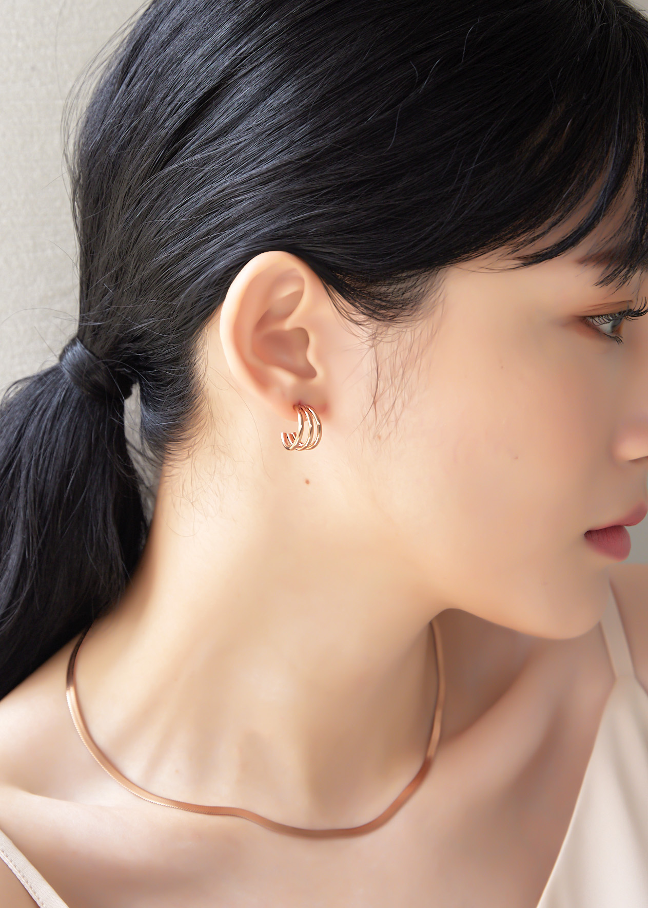 Triple 耳圈-玫瑰金 | 醫療鋼 |