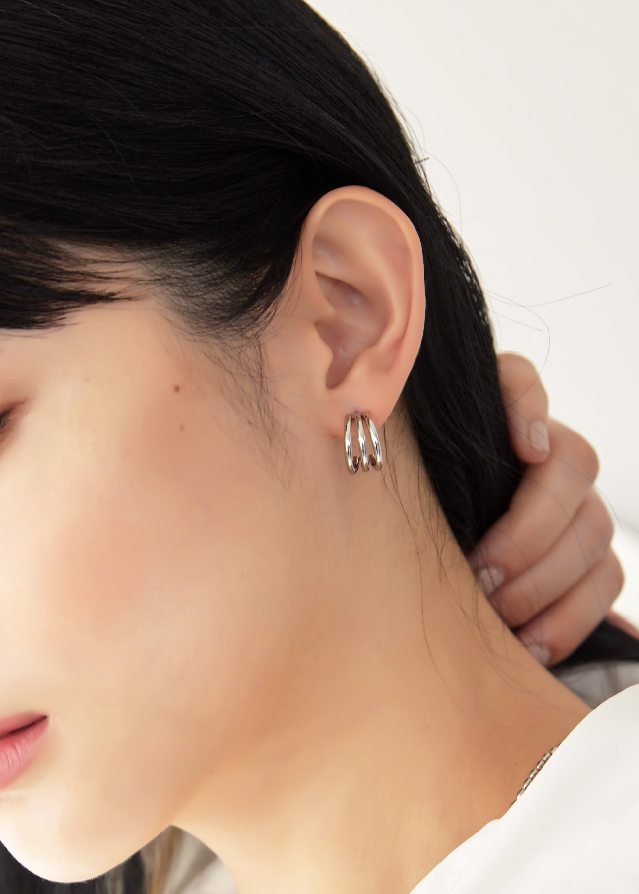 Triple 耳圈-銀 | 醫療鋼 |