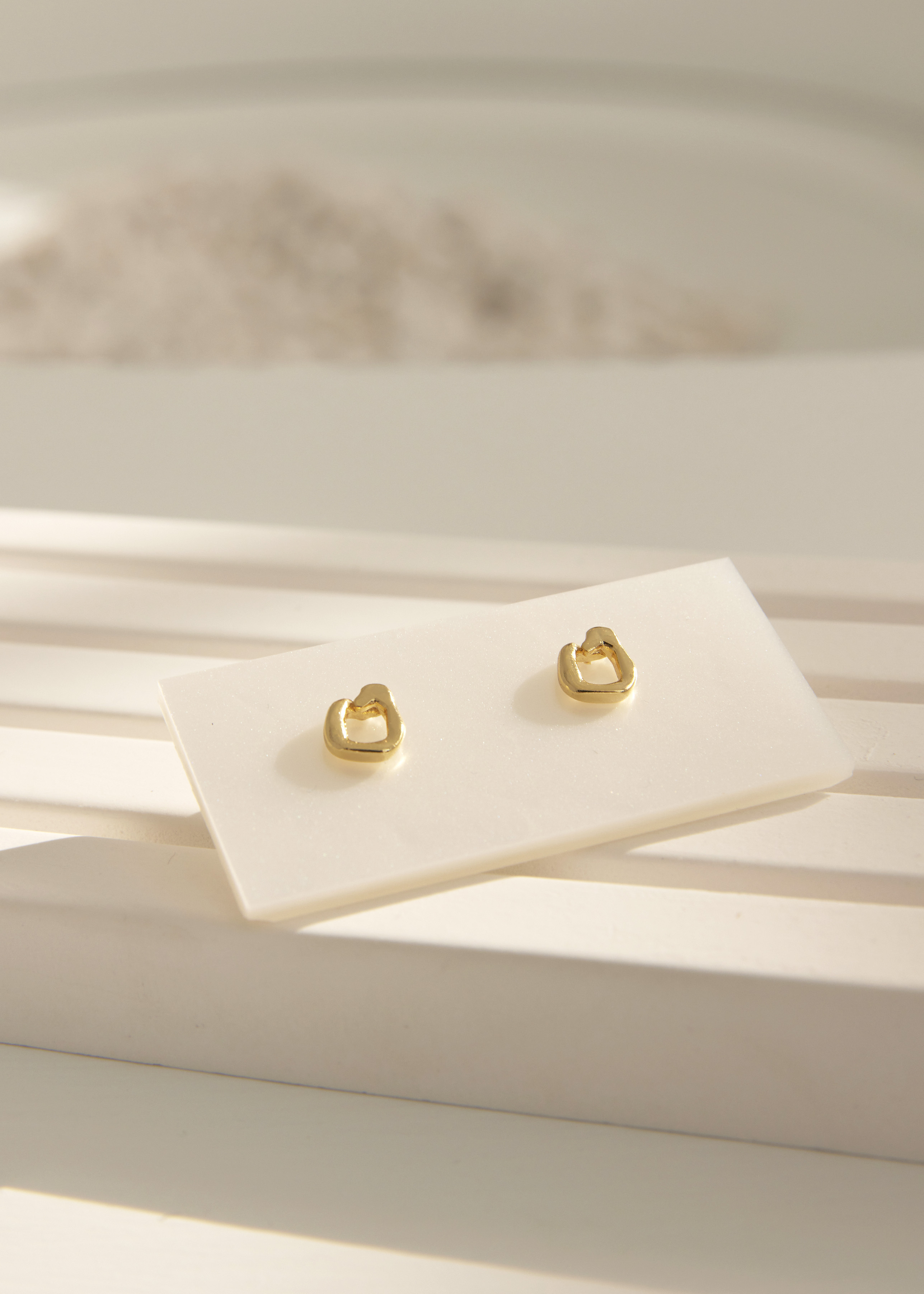 不規則愛心耳環-金