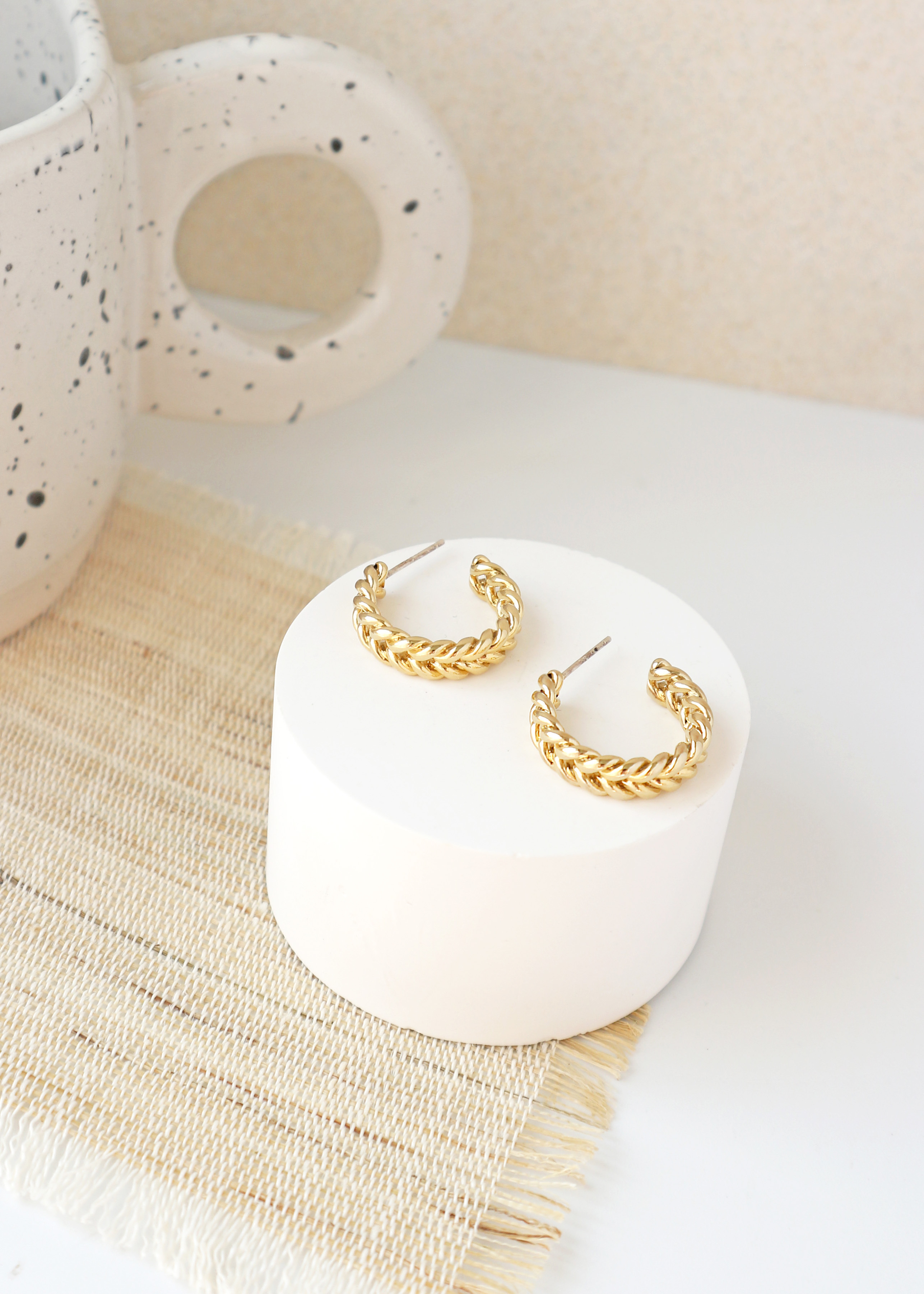 麻花耳圈-金